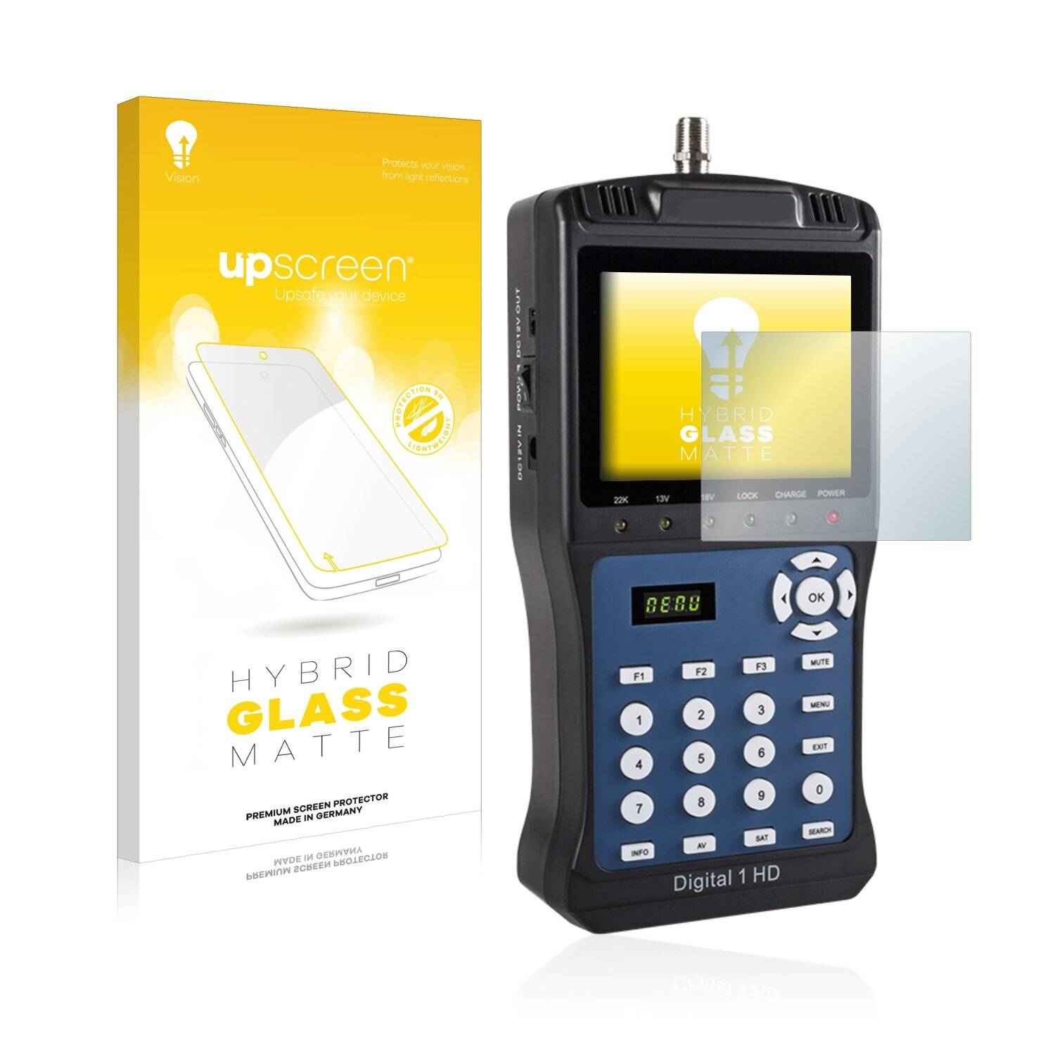 upscreen Hybrid Glass Matte Premium Schutzglas Folie für Megasat Satmessgerät Digital 1