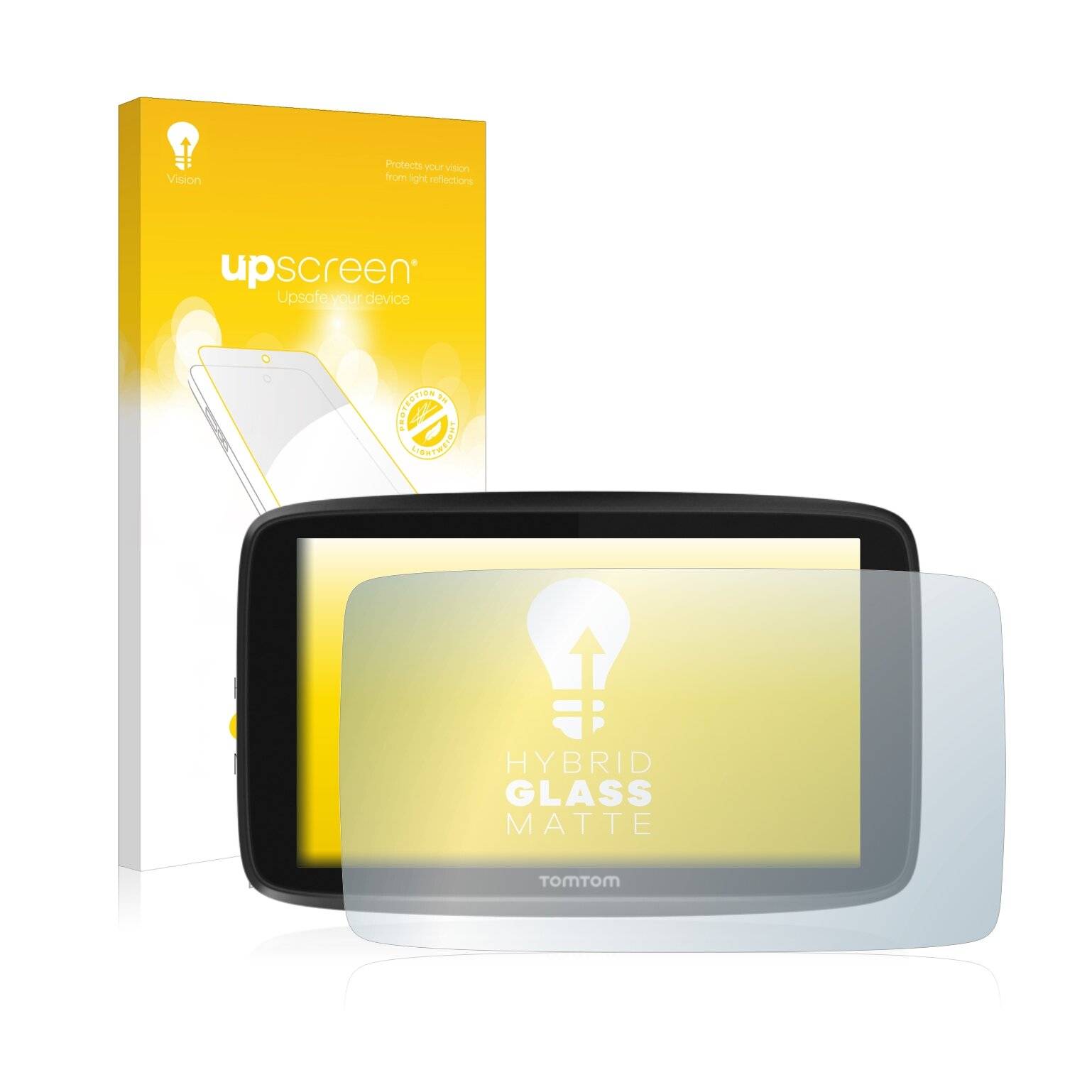 upscreen Hybrid Glass Matte Premium Schutzglas Folie für TomTom GO