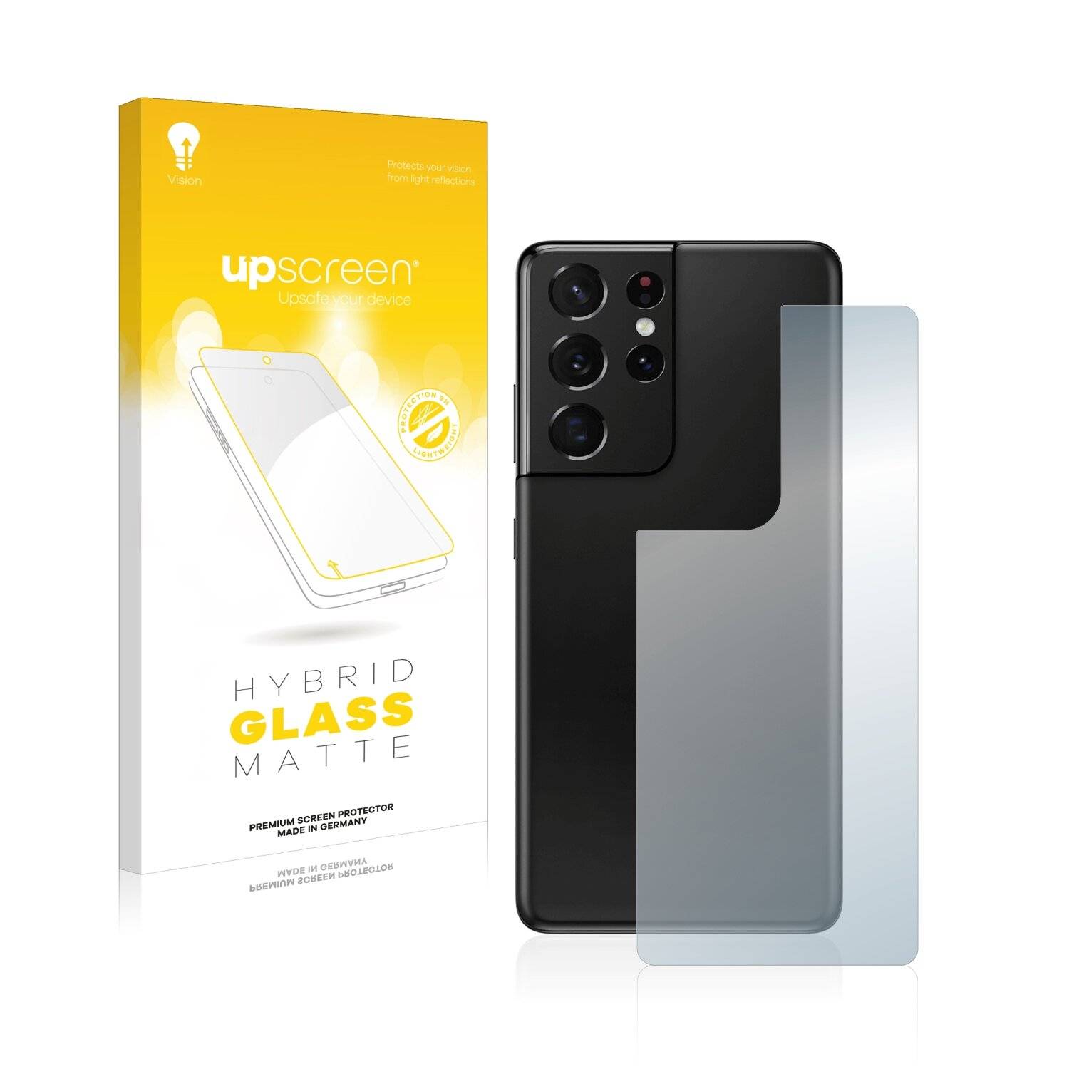 upscreen Flexible Panzerglasfolie für Samsung Galaxy S21 Ultra 5G (Rückseite) Schutzglas 9H Hybridglas Matt
