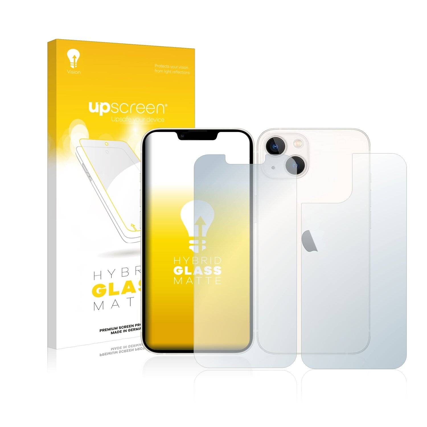 upscreen Flexible Schutz Glas Folie für Apple iPhone 13 (Display+Rückseite) Schutzglas 9H Hybridglas Matt Entspiegelt