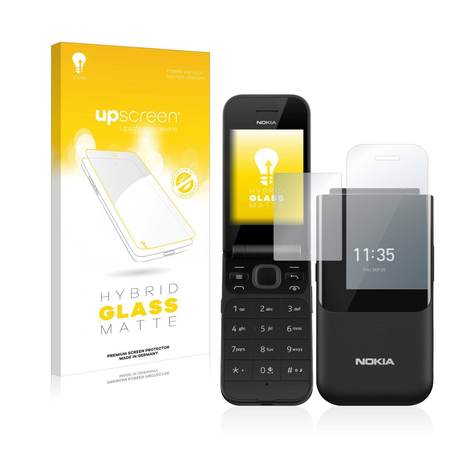 upscreen Flexible Panzerglasfolie für Nokia 2720 Flip Schutzglas 9H Hybridglas Matt Entspiegelt