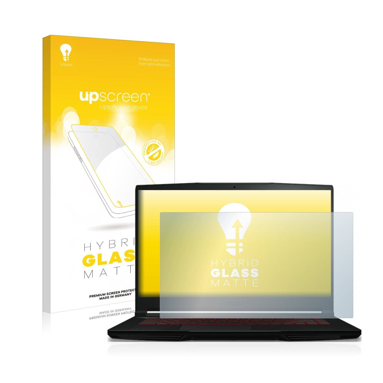upscreen Hybrid Glass Matte Premium Schutzglas Folie für MSI GF63 Thin