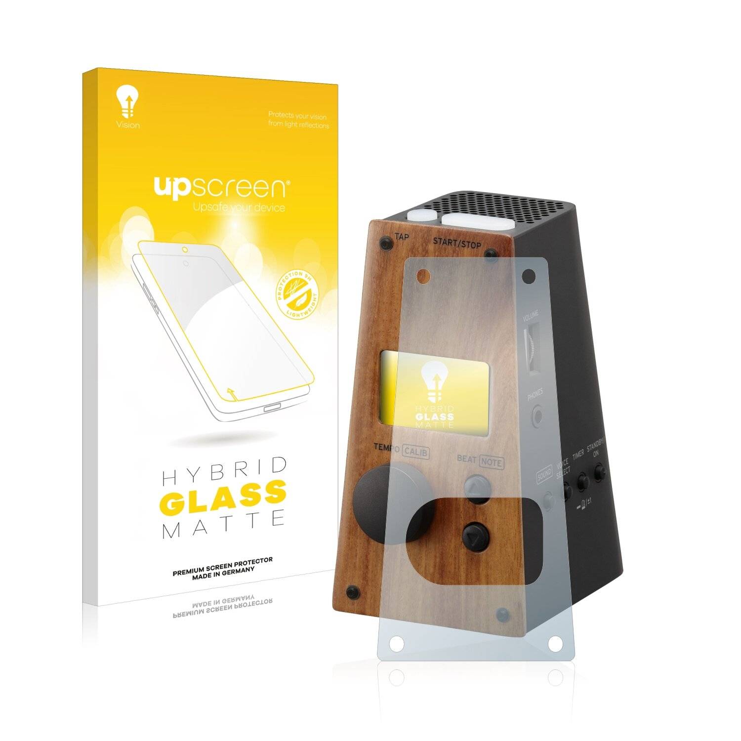 upscreen Hybrid Glass Matte Premium Schutzglas Folie für Korg Digital Metronome KDM3BK