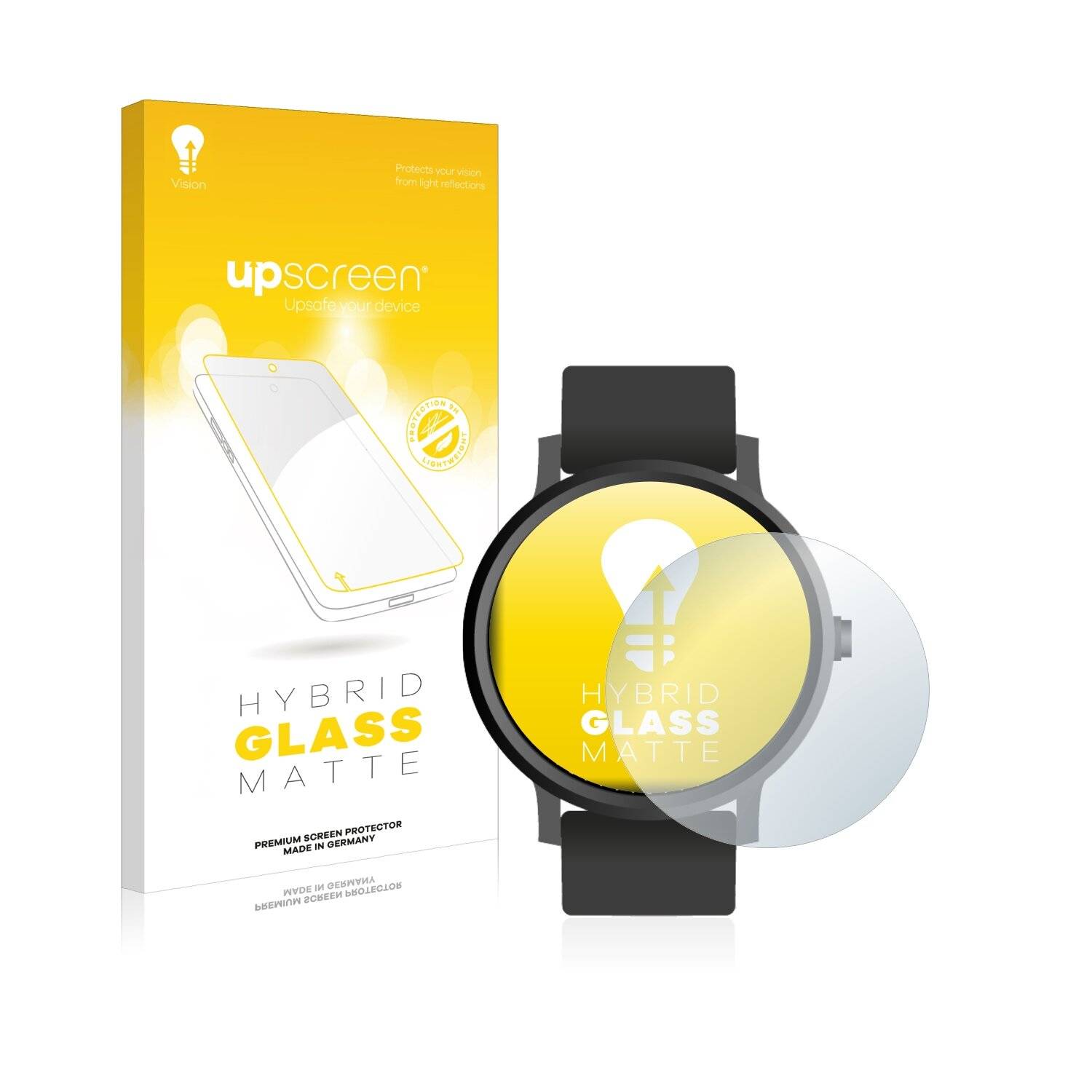 upscreen Hybrid Glass Matte Premium Schutzglas Folie für Armbanduhren (Kreisrund, ø: 36