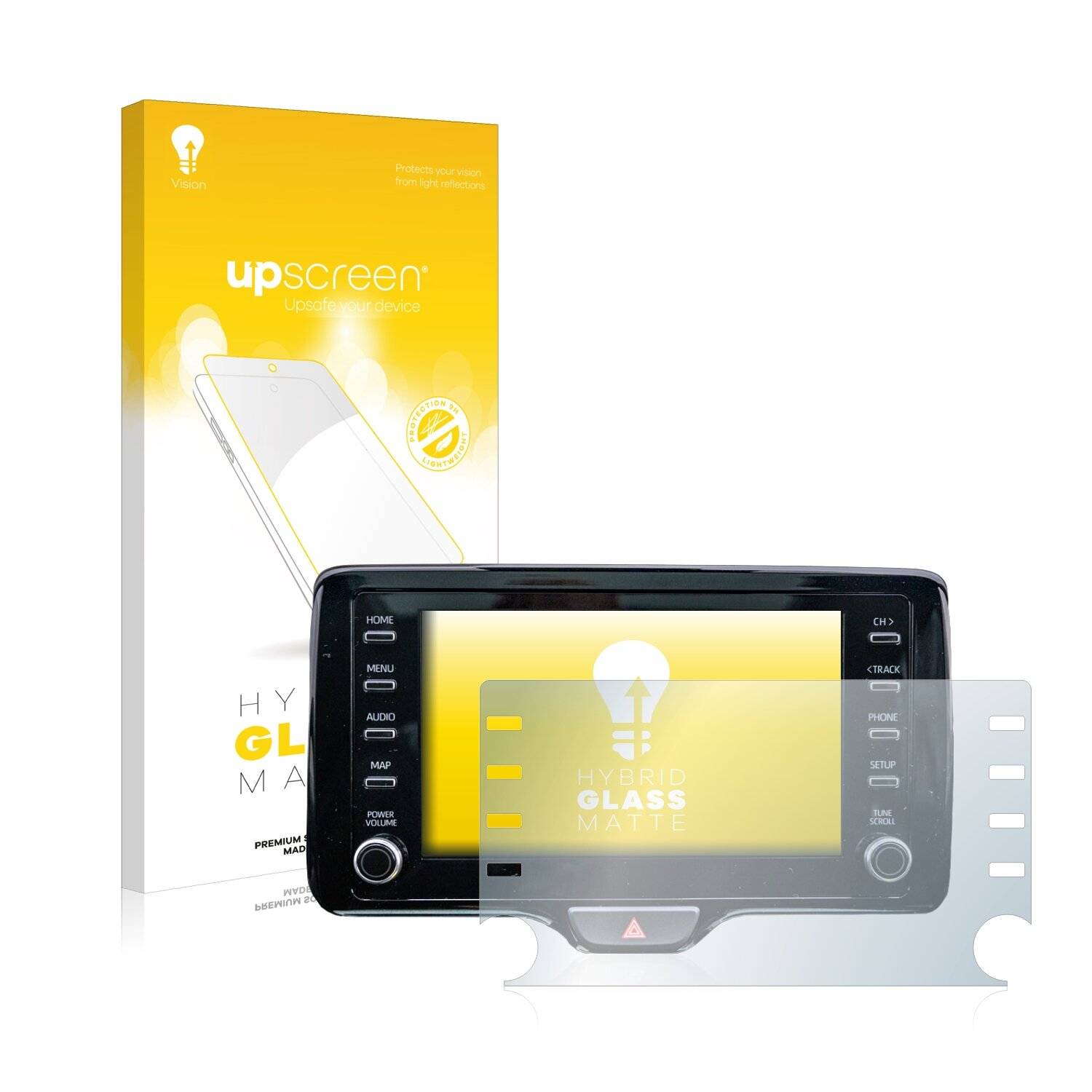 upscreen Hybrid Glass Matte Premium Schutzglas Folie für Toyota Yaris Cross