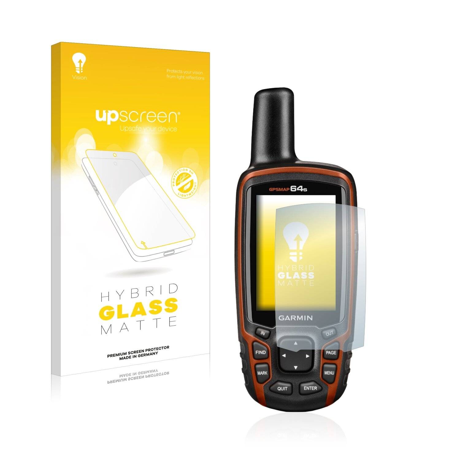 upscreen Hybrid Glass Matte Premium Schutzglas Folie für Garmin GPSMAP