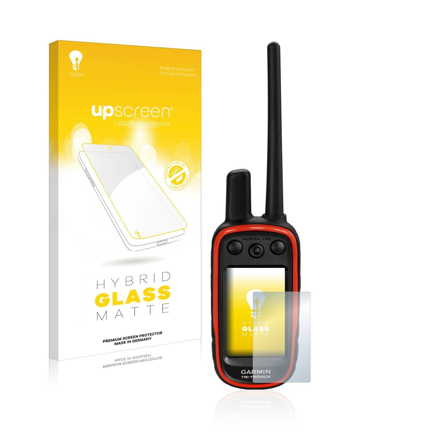 upscreen Hybrid Glass Matte Premium Schutzglas Folie für Garmin Alpha