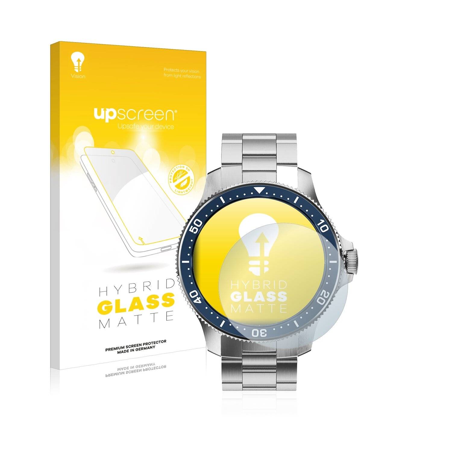 upscreen Hybrid Glass Matte Premium Schutzglas Folie für Withings ScanWatch Horizon (43