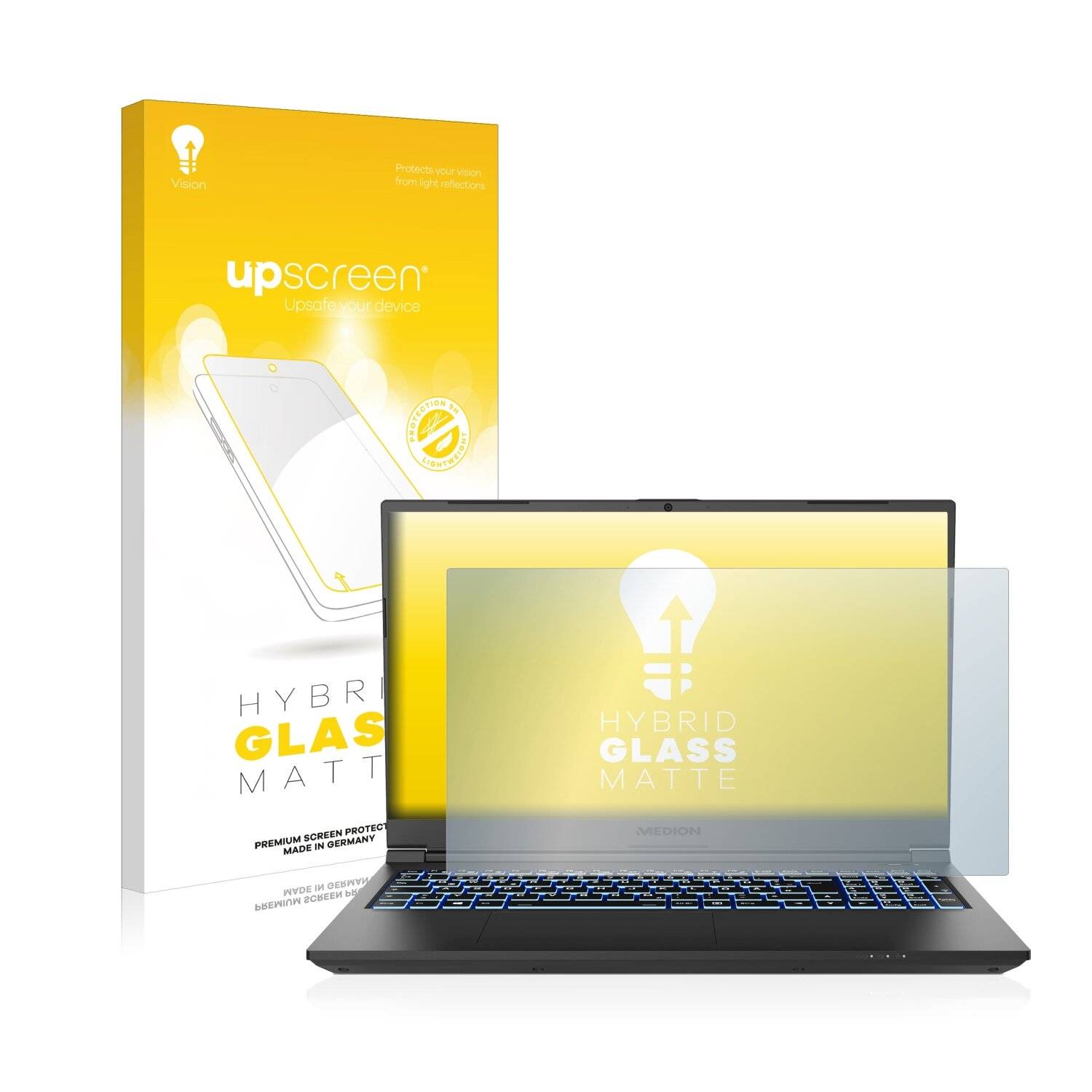upscreen Hybrid Glass Matte Premium Schutzglas Folie für Medion Erazer Crawler