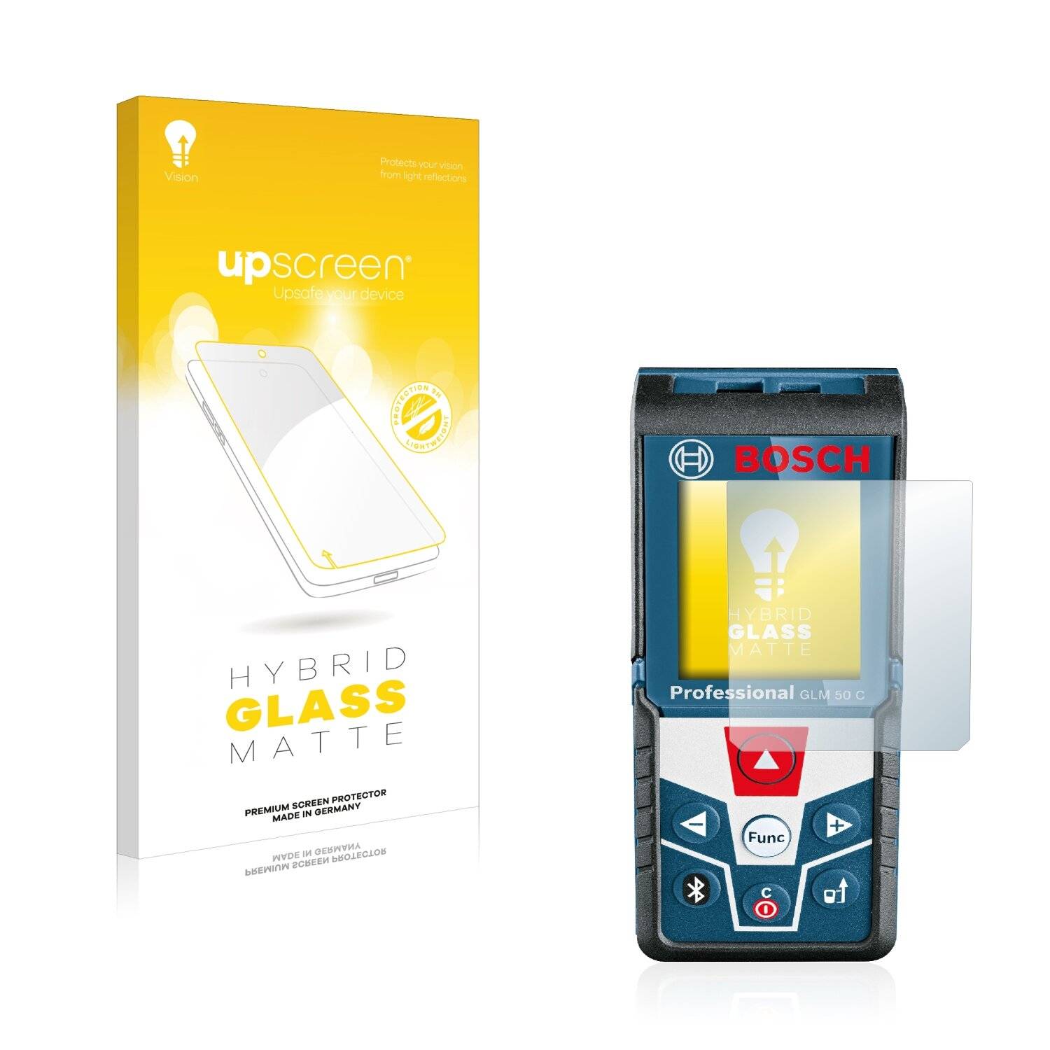 upscreen Hybrid Glass Matte Premium Schutzglas Folie für Bosch GLM 50 C