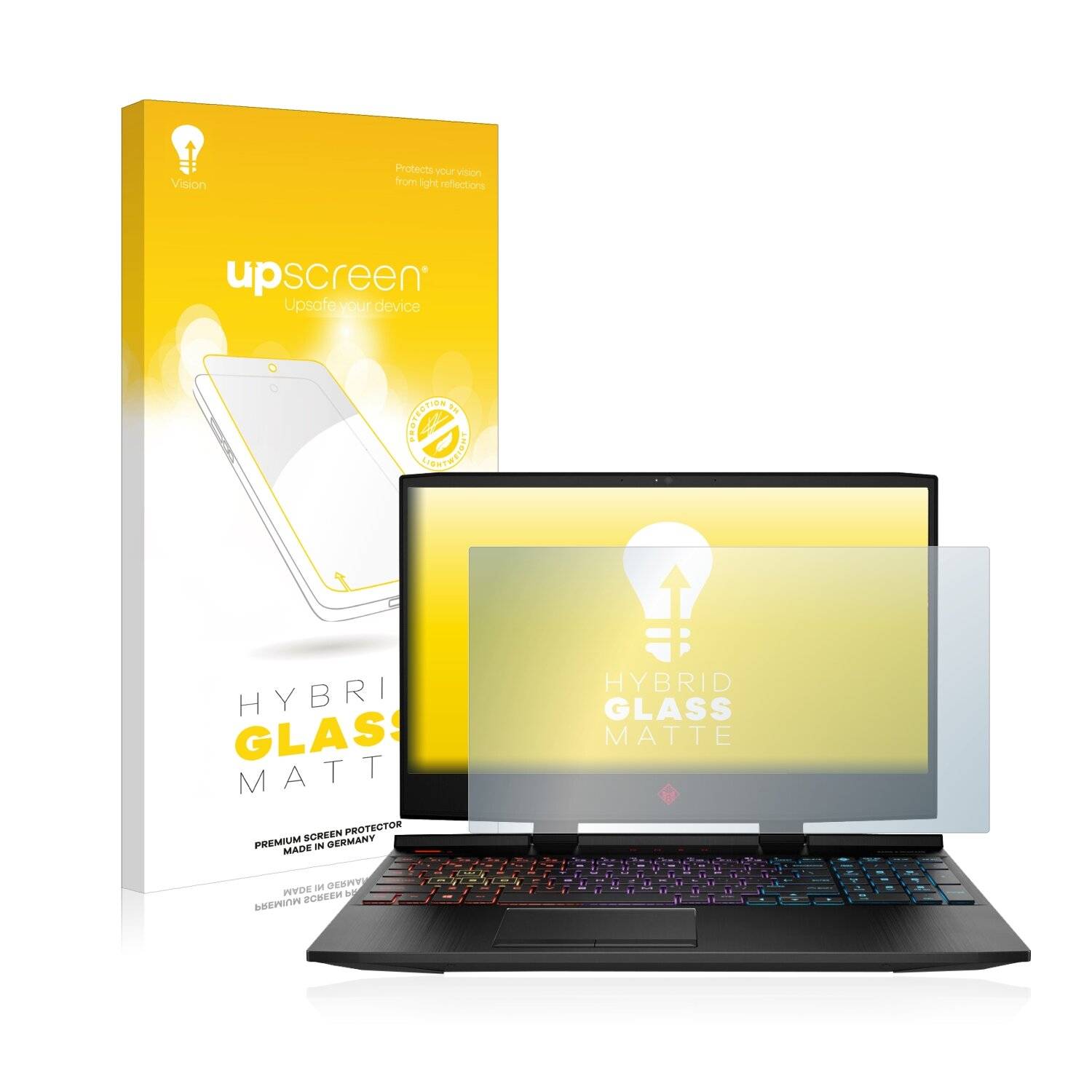 upscreen Hybrid Glass Matte Premium Schutzglas Folie für HP Omen