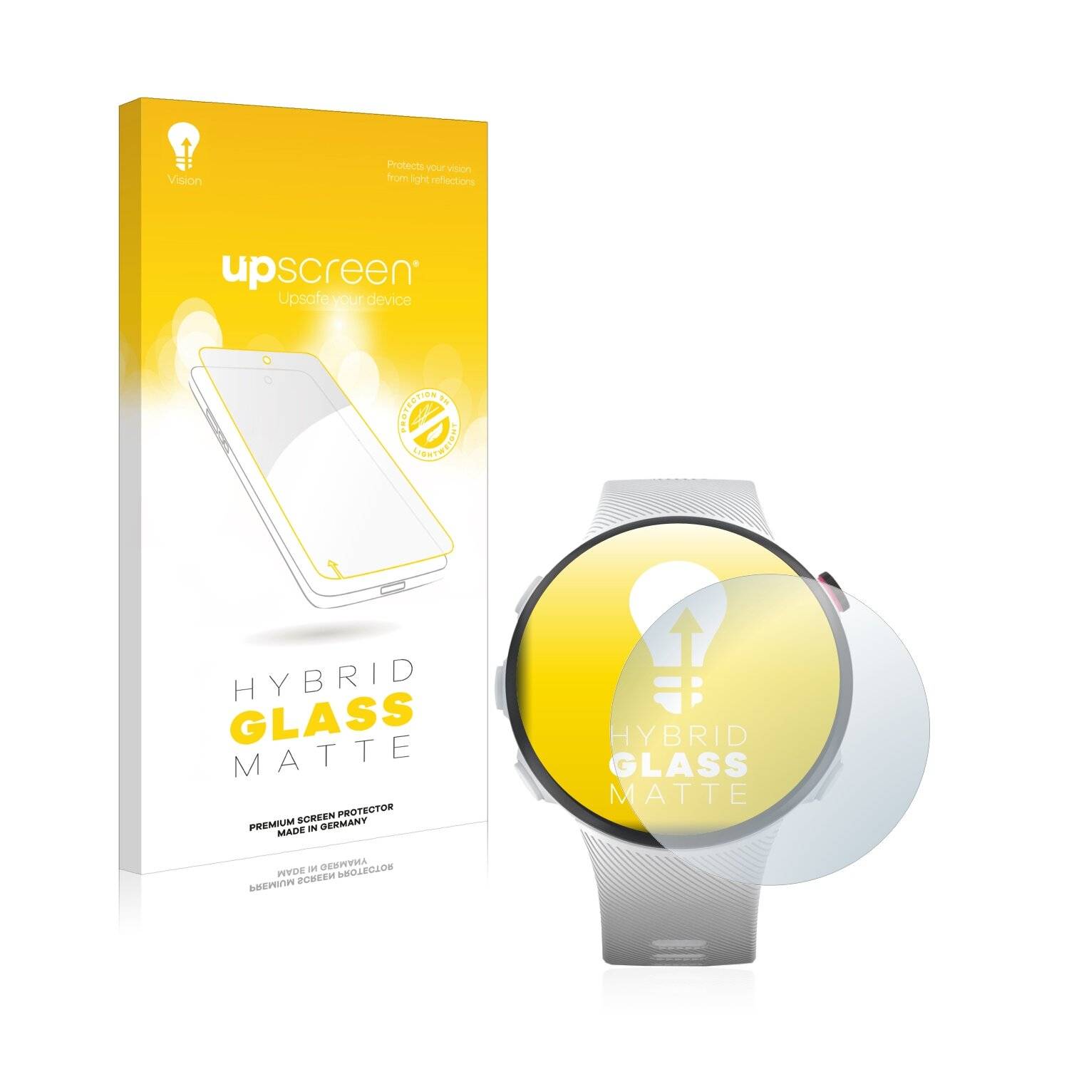 upscreen Hybrid Glass Matte Premium Schutzglas Folie für Garmin Forerunner