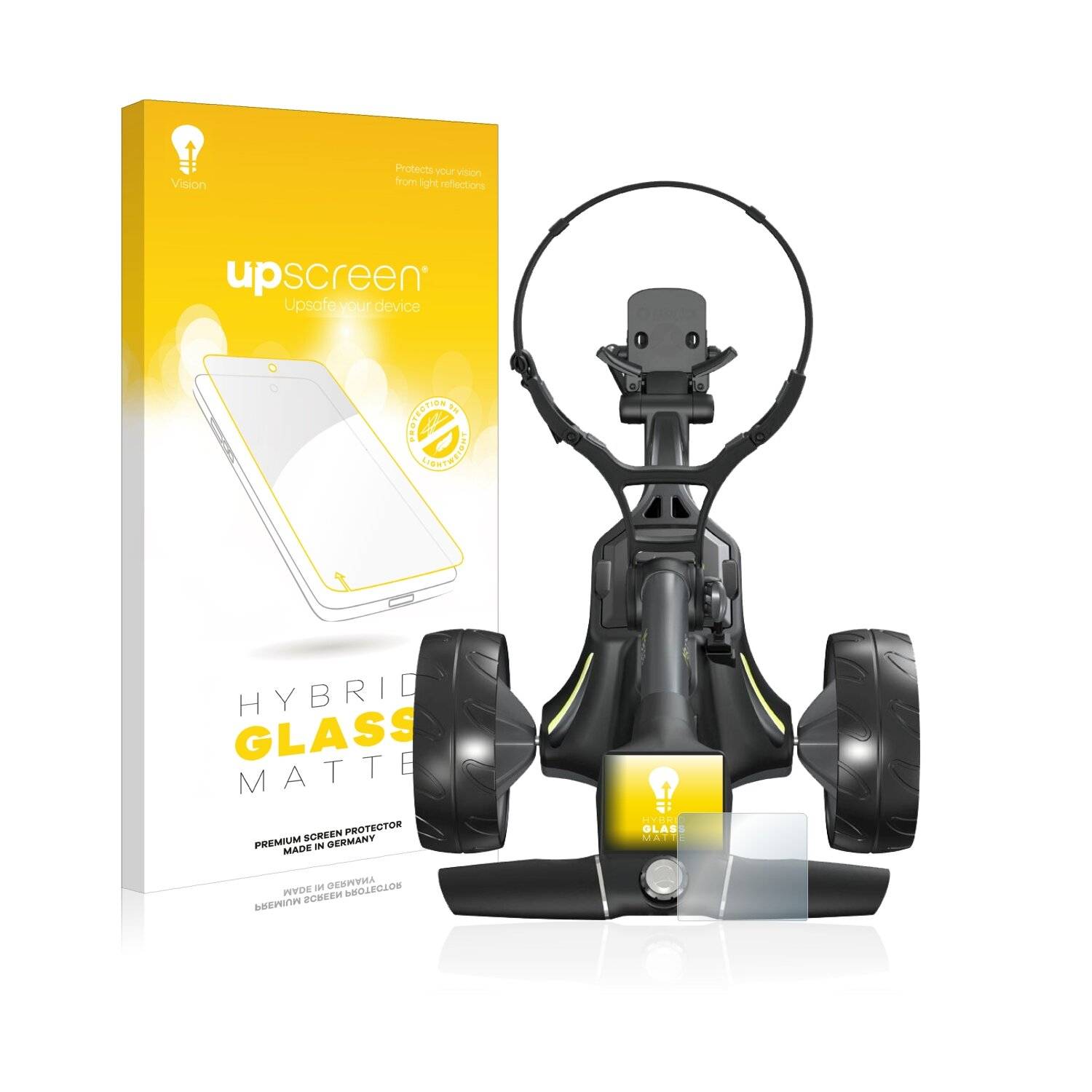 upscreen Hybrid Glass Matte Premium Schutzglas Folie für Motocaddy M3 GPS Electric Trolley