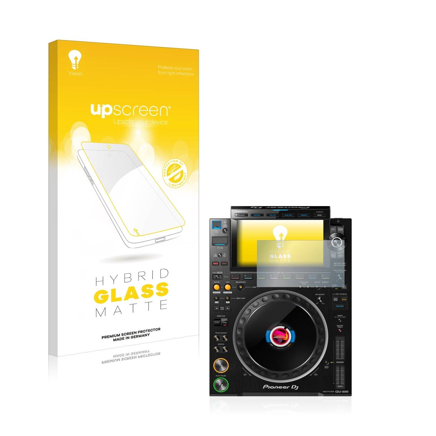 upscreen Hybrid Glass Matte Premium Schutzglas Folie für Pioneer CDJ