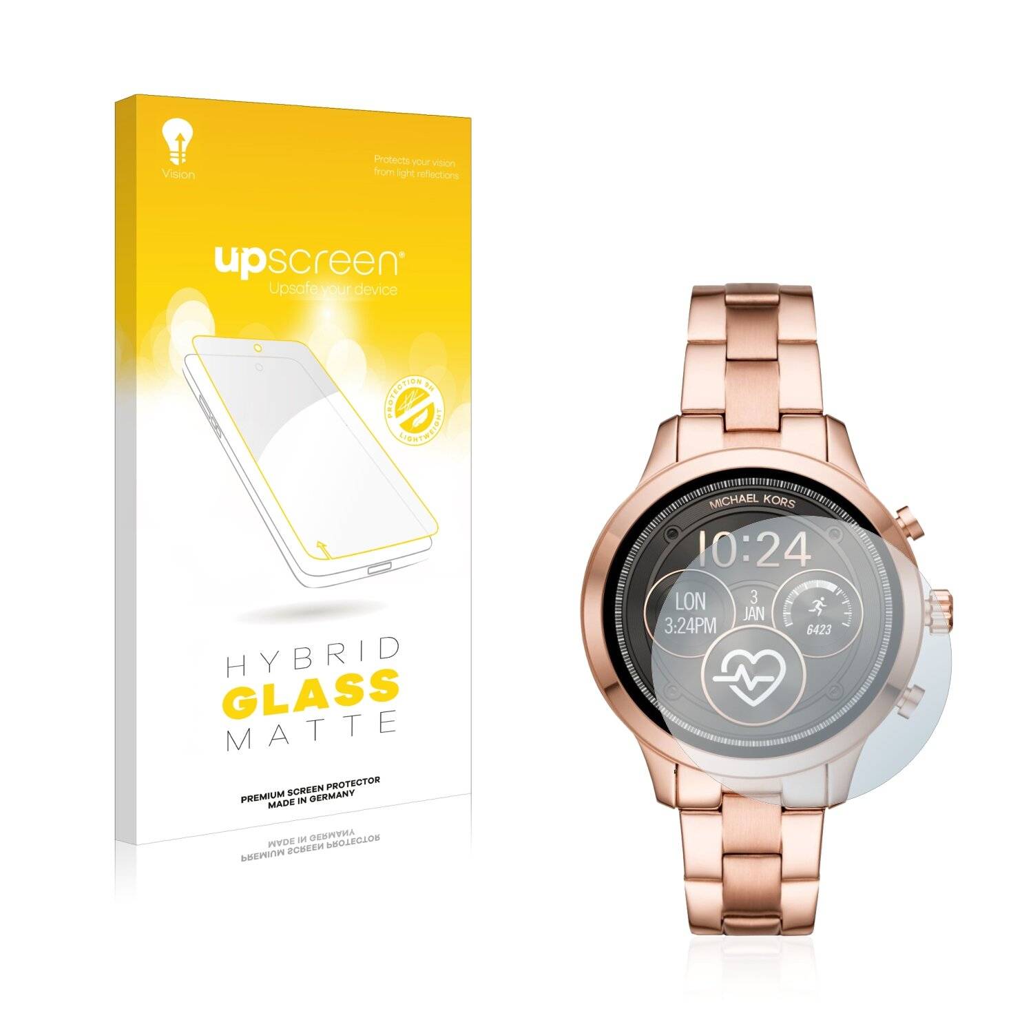 upscreen Hybrid Glass Matte Premium Schutzglas Folie für Michael Kors Access Runway (41