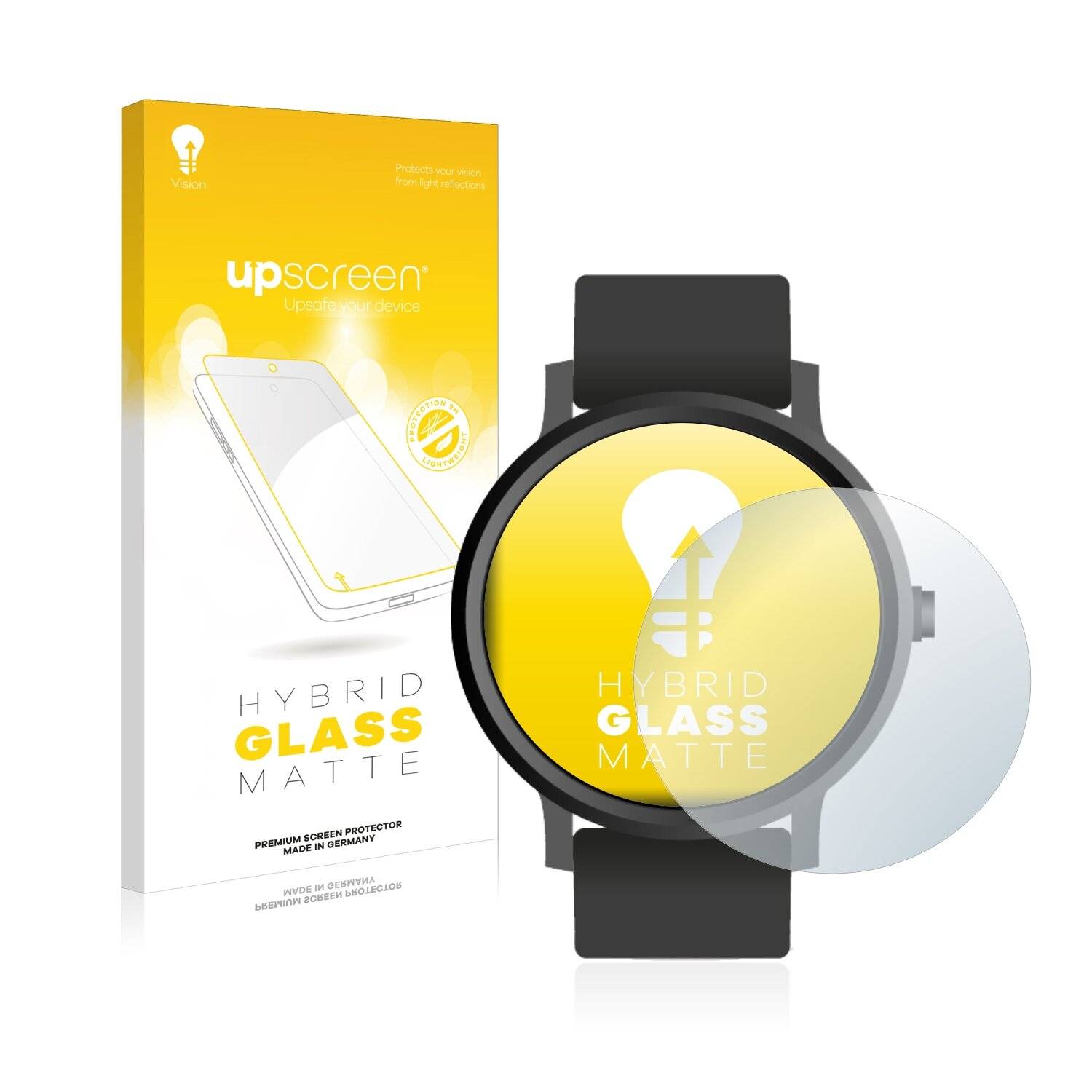 upscreen Hybrid Glass Matte Premium Schutzglas Folie für Armbanduhren (Kreisrund, ø: 32