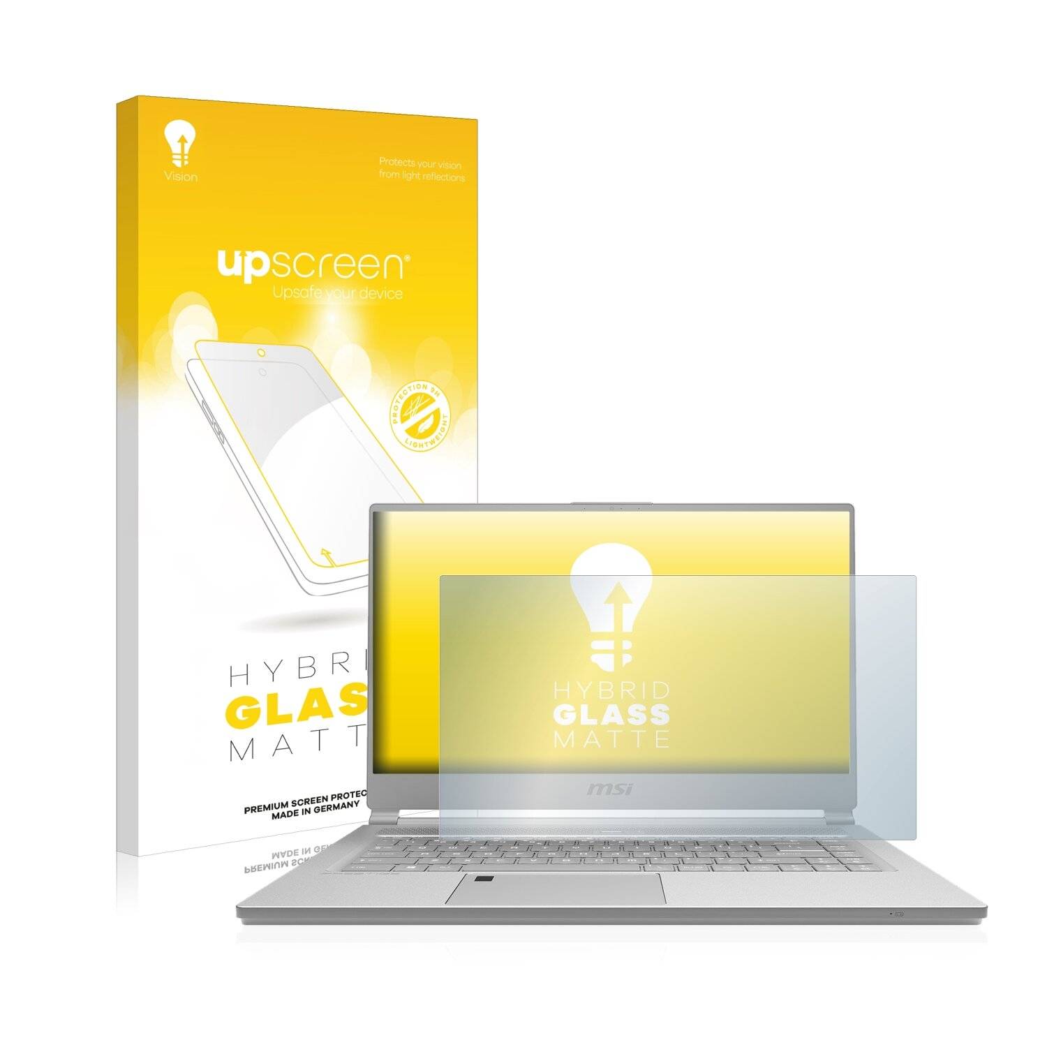 upscreen Hybrid Glass Matte Premium Schutzglas Folie für MSI P65