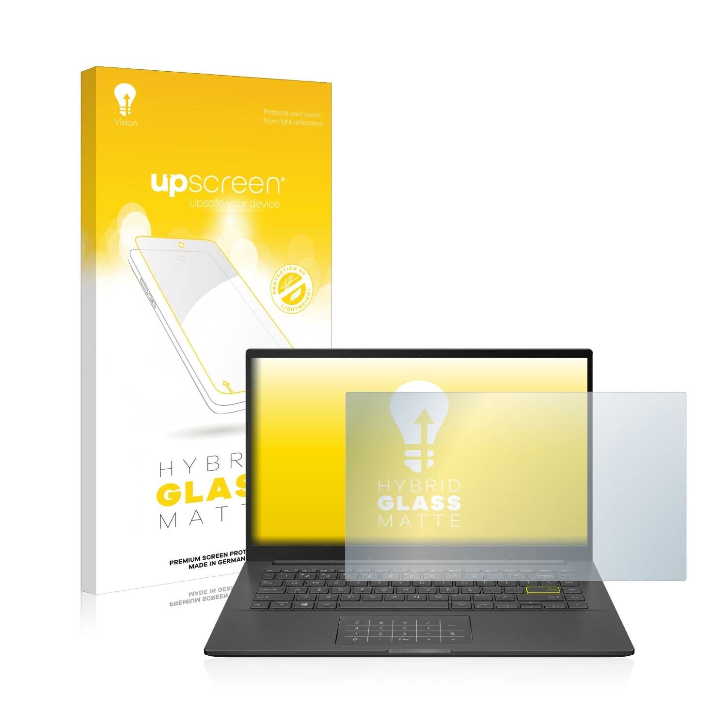 upscreen Hybrid Glass Matte Premium Schutzglas Folie für Asus VivoBook K413