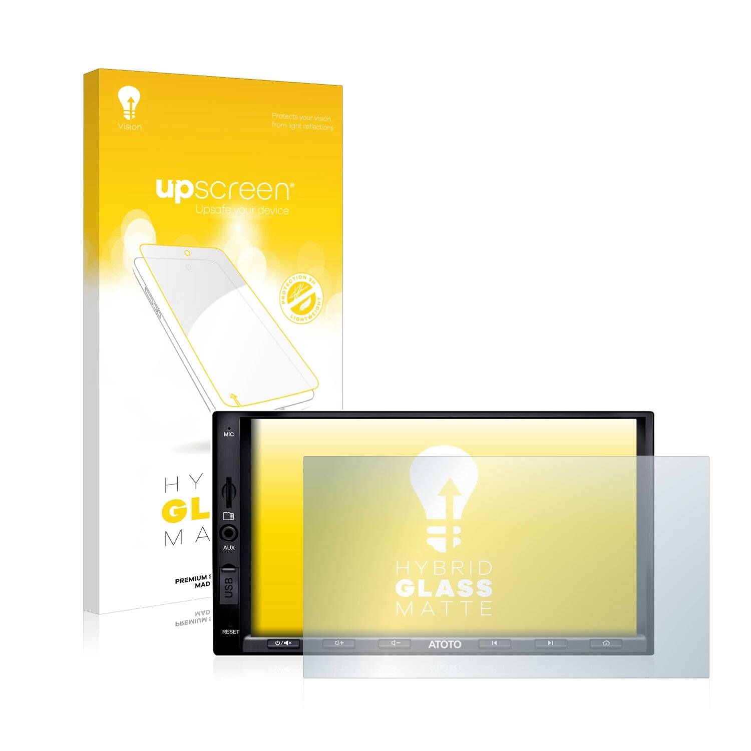 upscreen Hybrid Glass Matte Premium Schutzglas Folie für Atoto A6