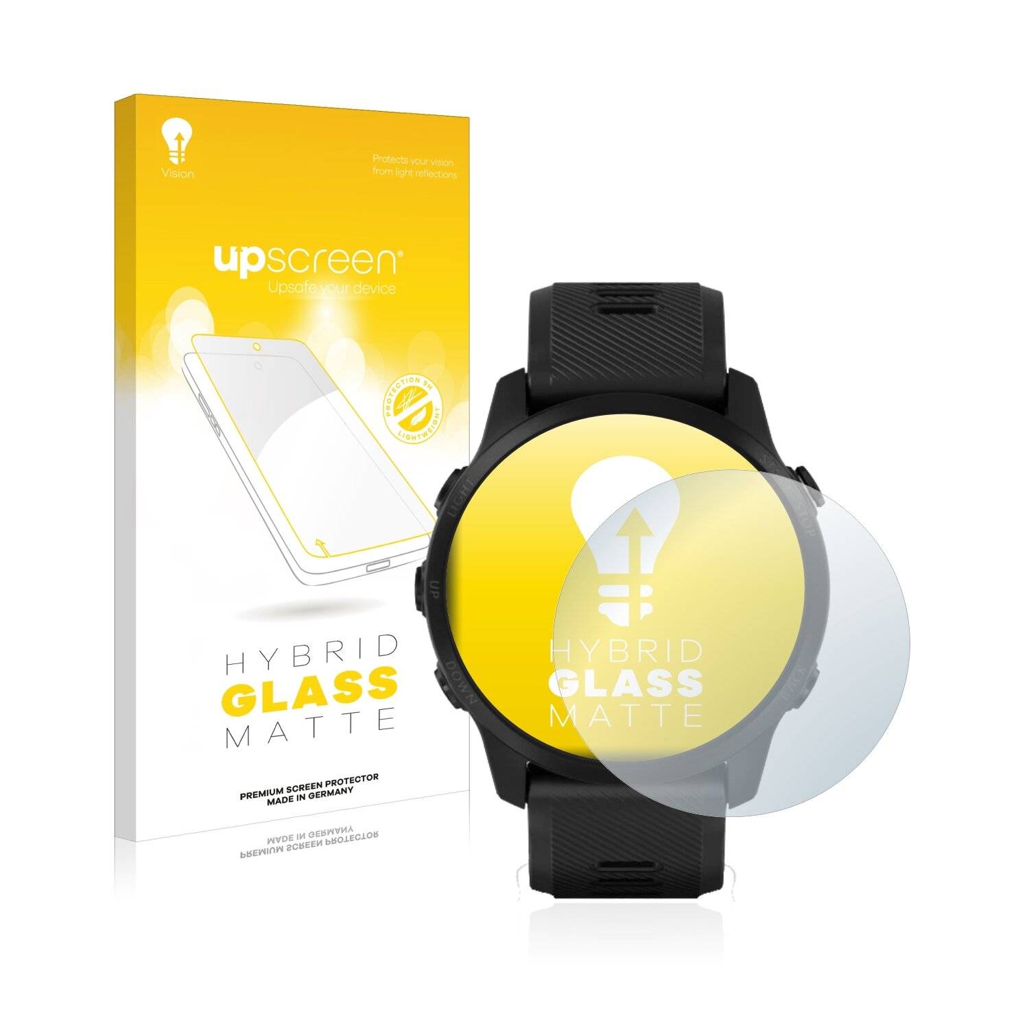 upscreen Hybrid Glass Matte Premium Schutzglas Folie für Garmin Forerunner 945