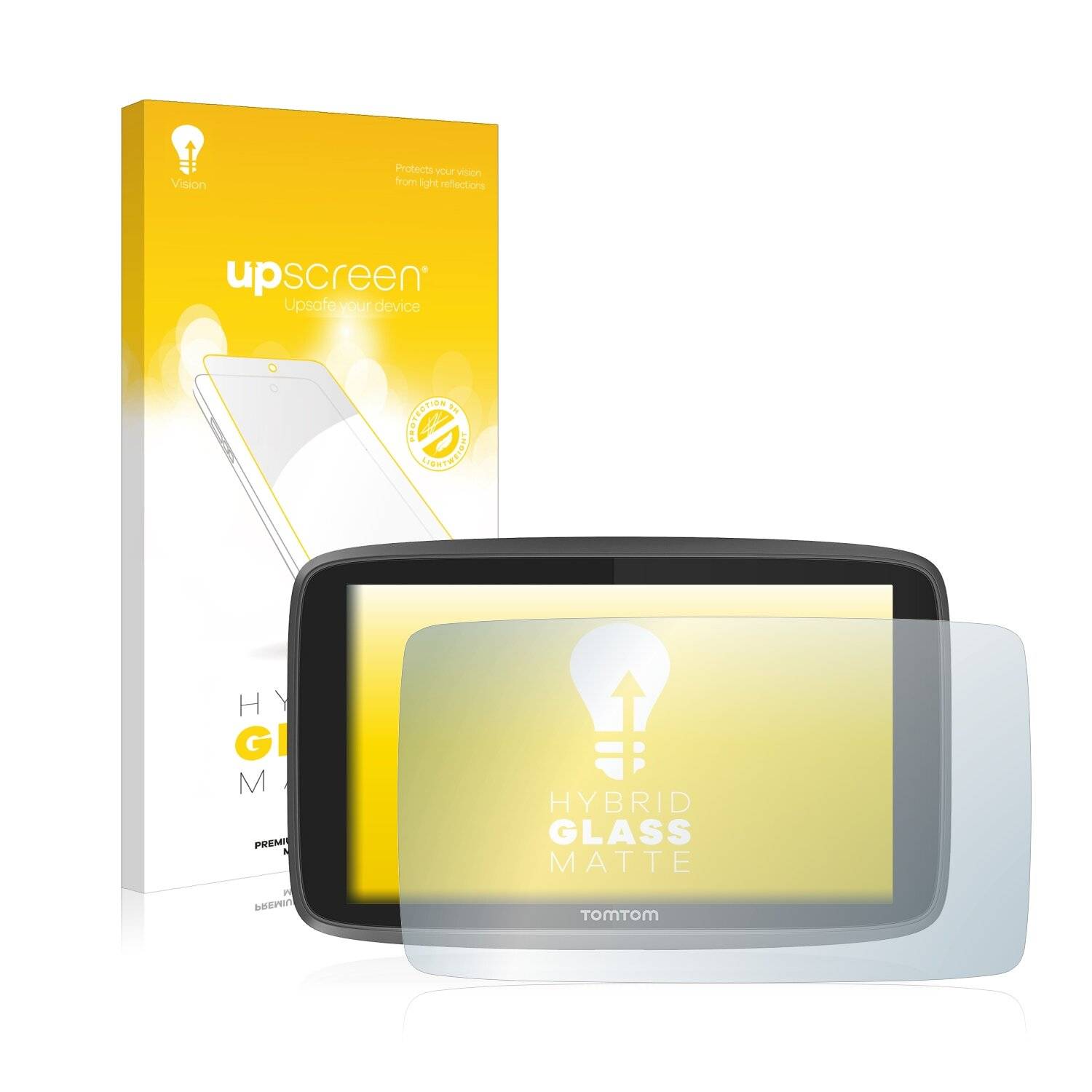 upscreen Hybrid Glass Matte Premium Schutzglas Folie für TomTom Go Professional