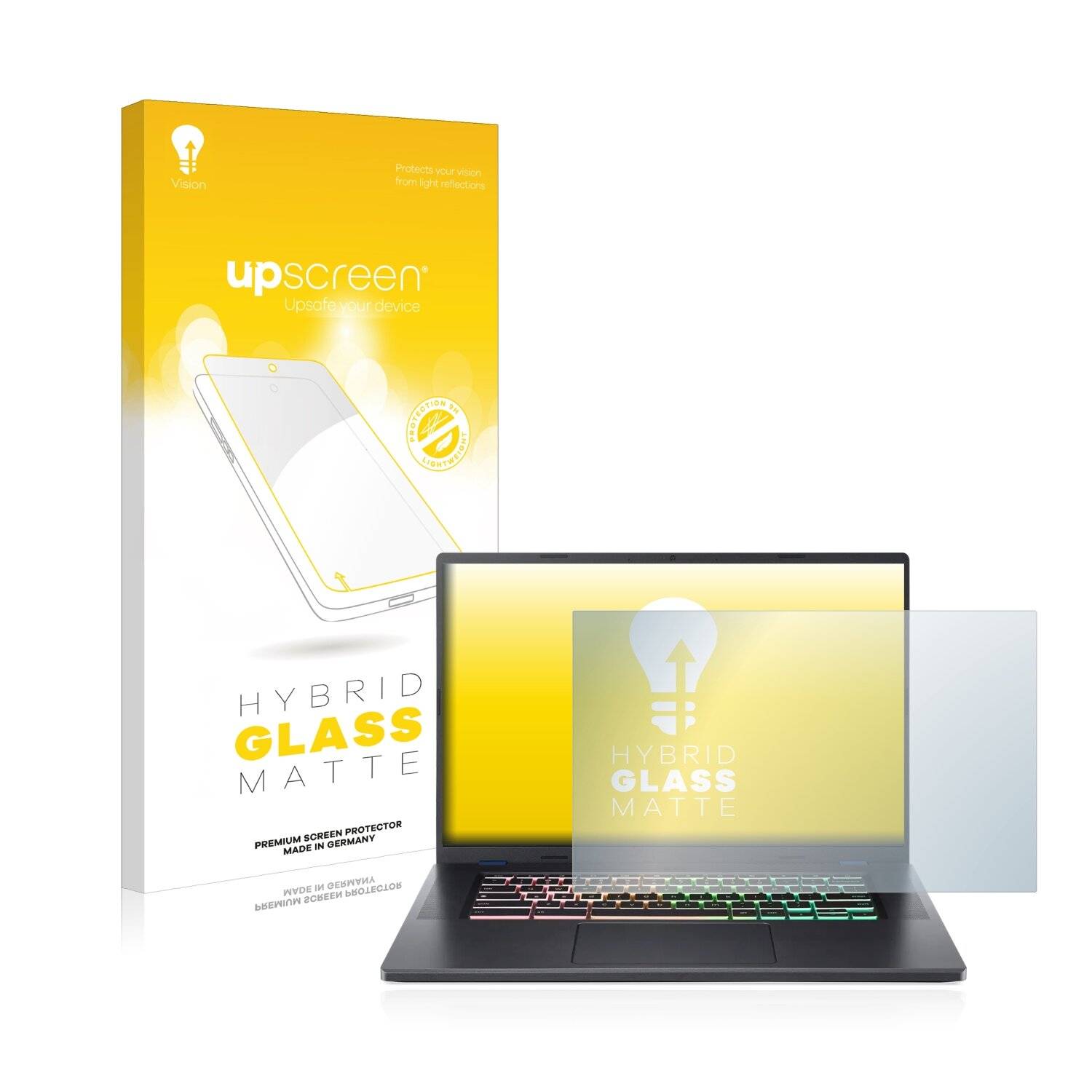 upscreen Hybrid Glass Matte Premium Schutzglas Folie für Acer Chromebook Gamer 516