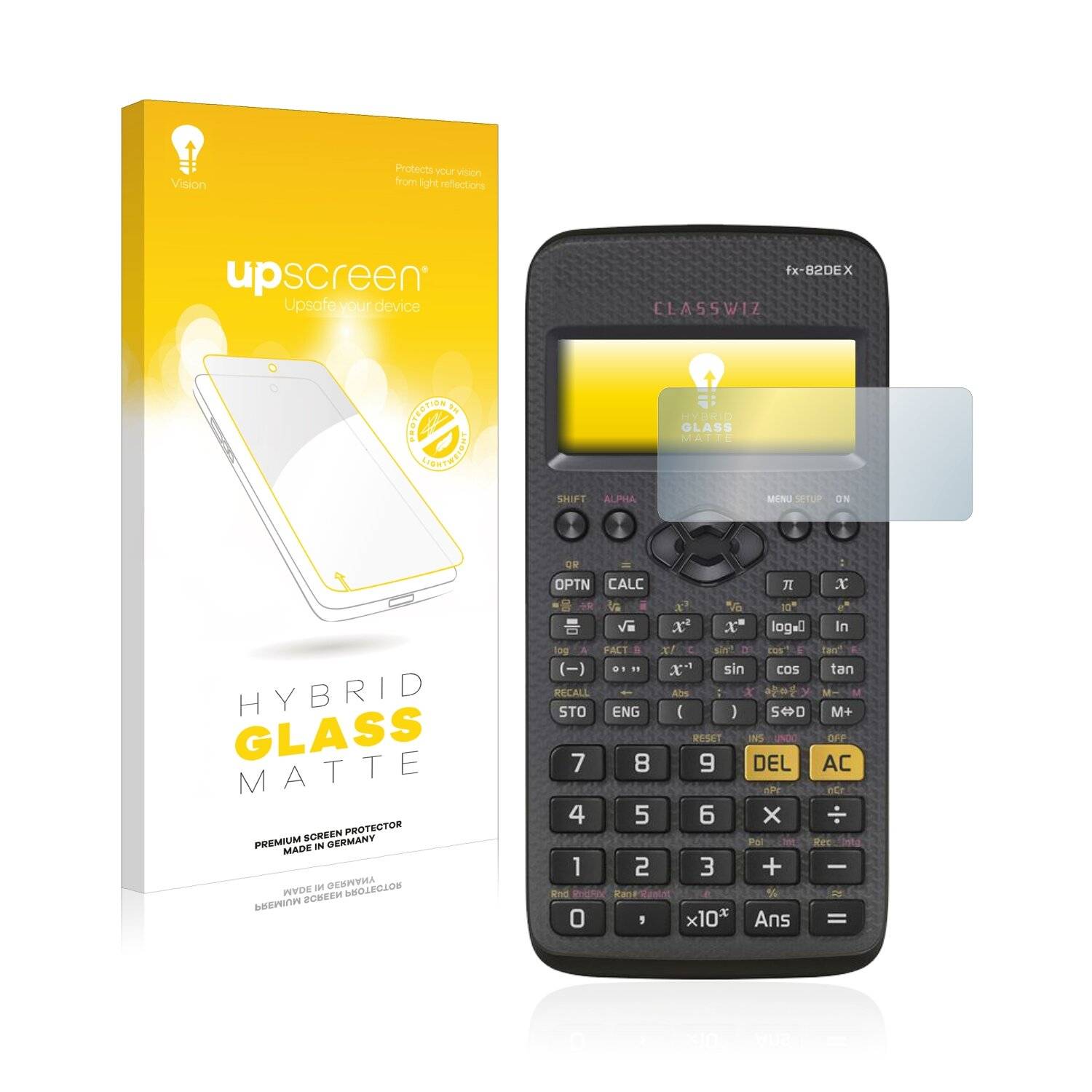upscreen Hybrid Glass Matte Premium Schutzglas Folie für Casio FX-82DE