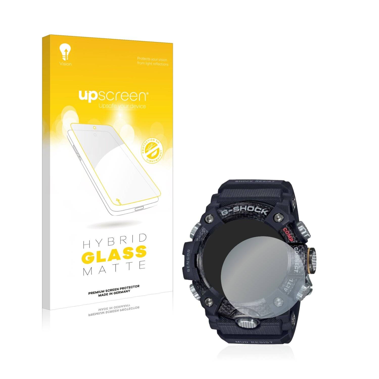 upscreen Hybrid Glass Matte Premium Schutzglas Folie für Casio G-Shock Mudmaster