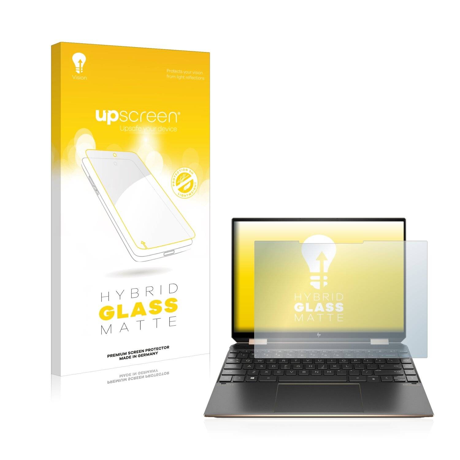 upscreen Hybrid Glass Matte Premium Schutzglas Folie für HP Spectre x360