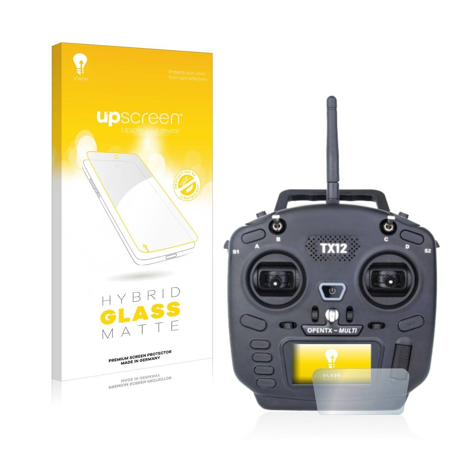 upscreen Hybrid Glass Matte Premium Schutzglas Folie für Radiomaster TX12