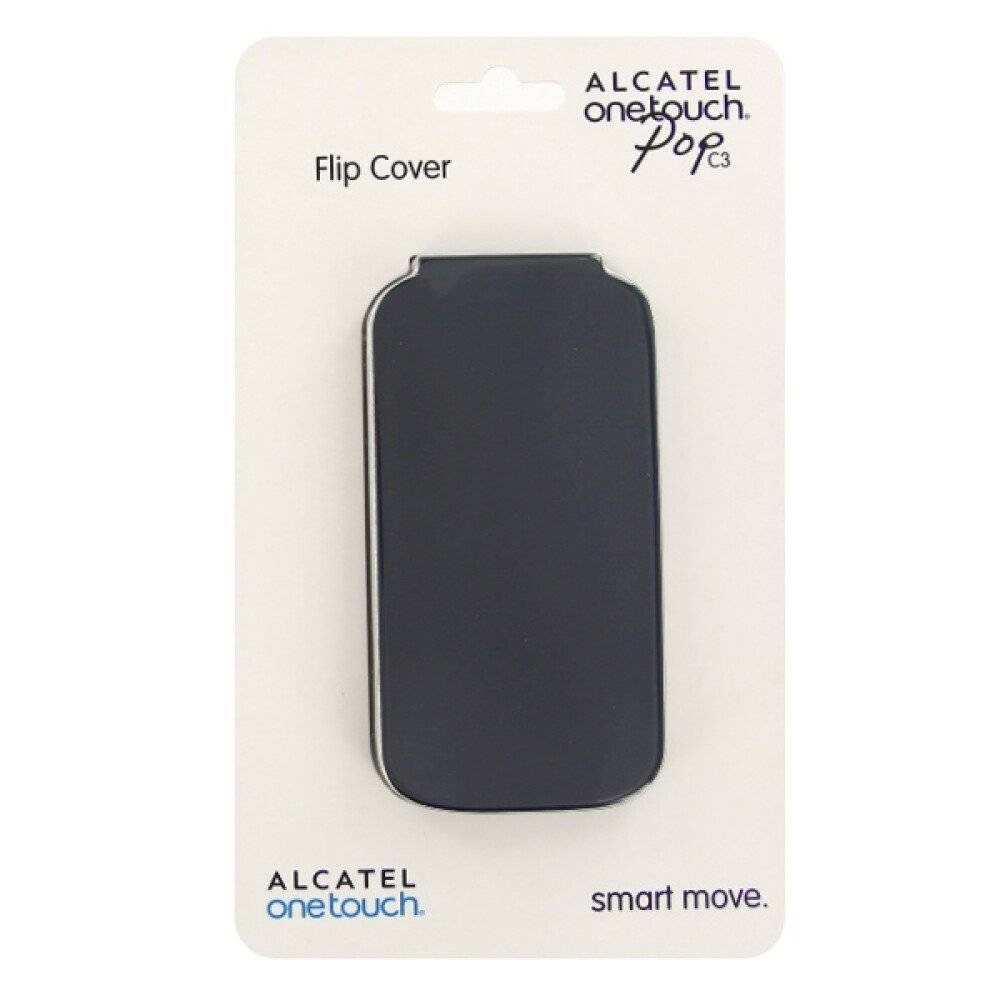 Original Flip Cover Handyhülle für Alcatel One Touch Pop C3 Schwarz Blau FC4033