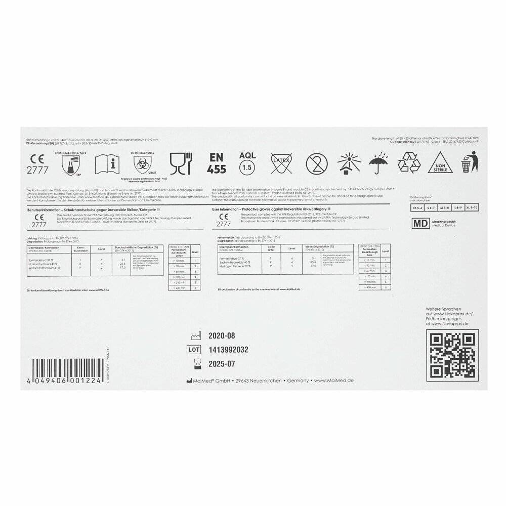 Original 100 Stück Nitrilhandschuhe Einweghandschuhe puderfrei Größe S weiß