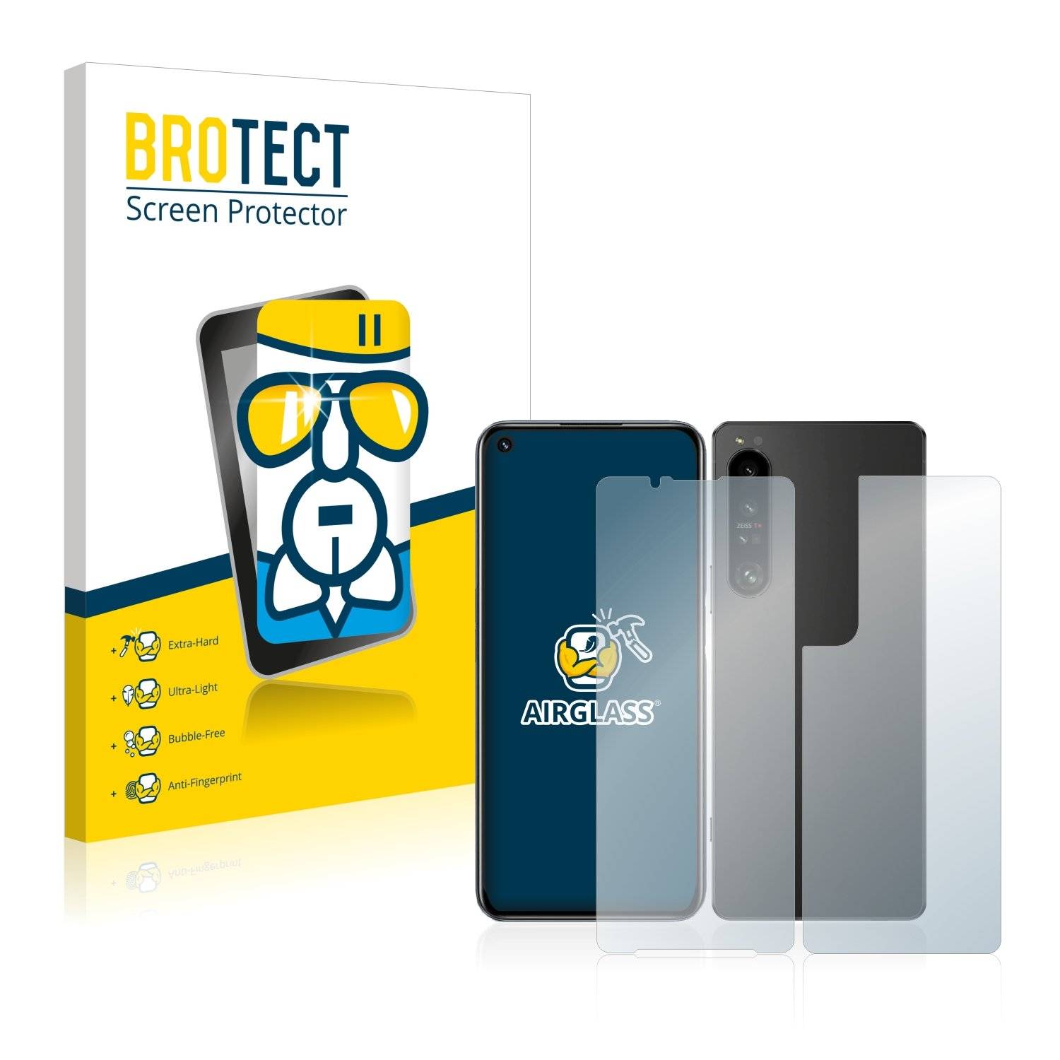 BROTECT AirGlass Flexible Schutz Glas Folie für Sony Xperia 1 IV (Display+Rückseite) Klar Transparent
