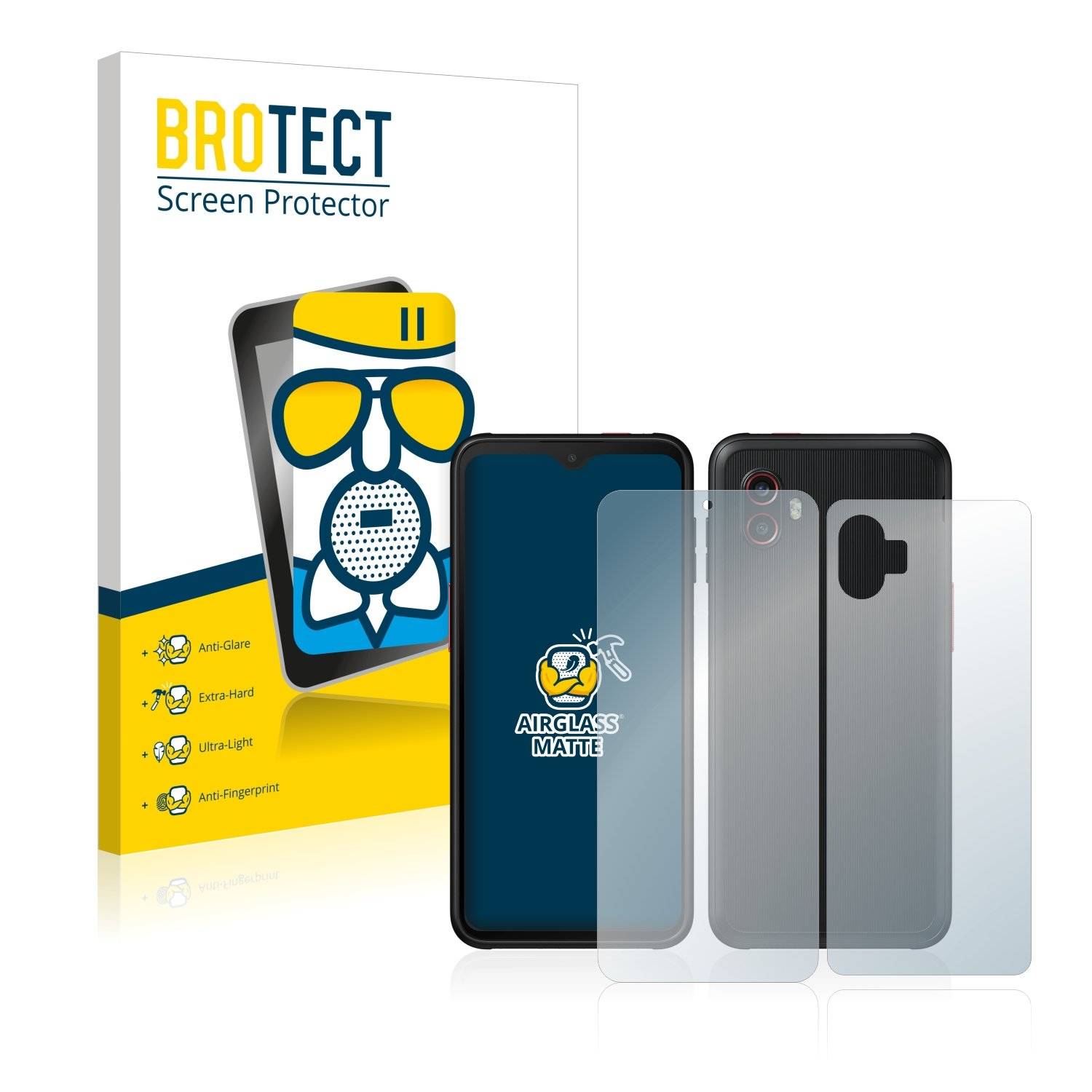 BROTECT AirGlass Flexible Schutz Glas Folie für Samsung Galaxy Xcover 6 Pro (Display+Rückseite) Matt Entspiegelt