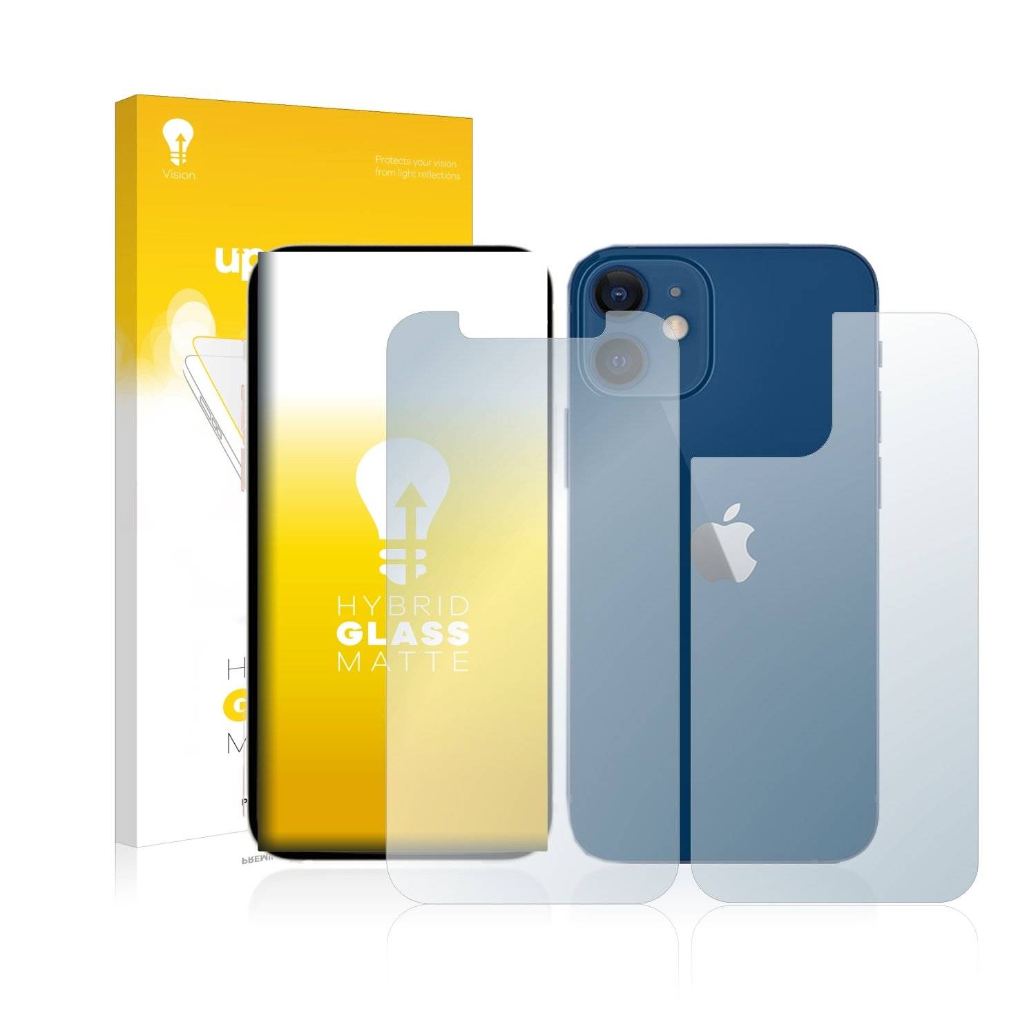 upscreen Hybrid Glas Matt Schutz-Folie für Apple iPhone 12 (Display+Rückseite)