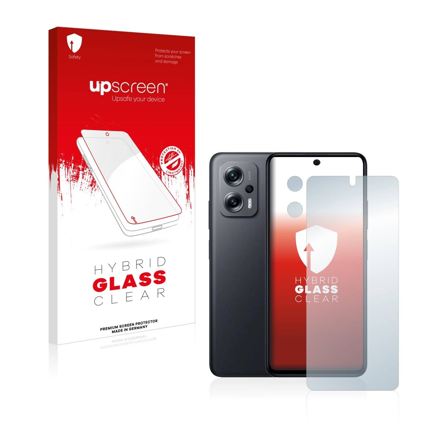 upscreen Flexible Panzerglasfolie für Xiaomi Poco X4 GT (Display+Kamera) Schutzglas 9H Hybridglas Klar