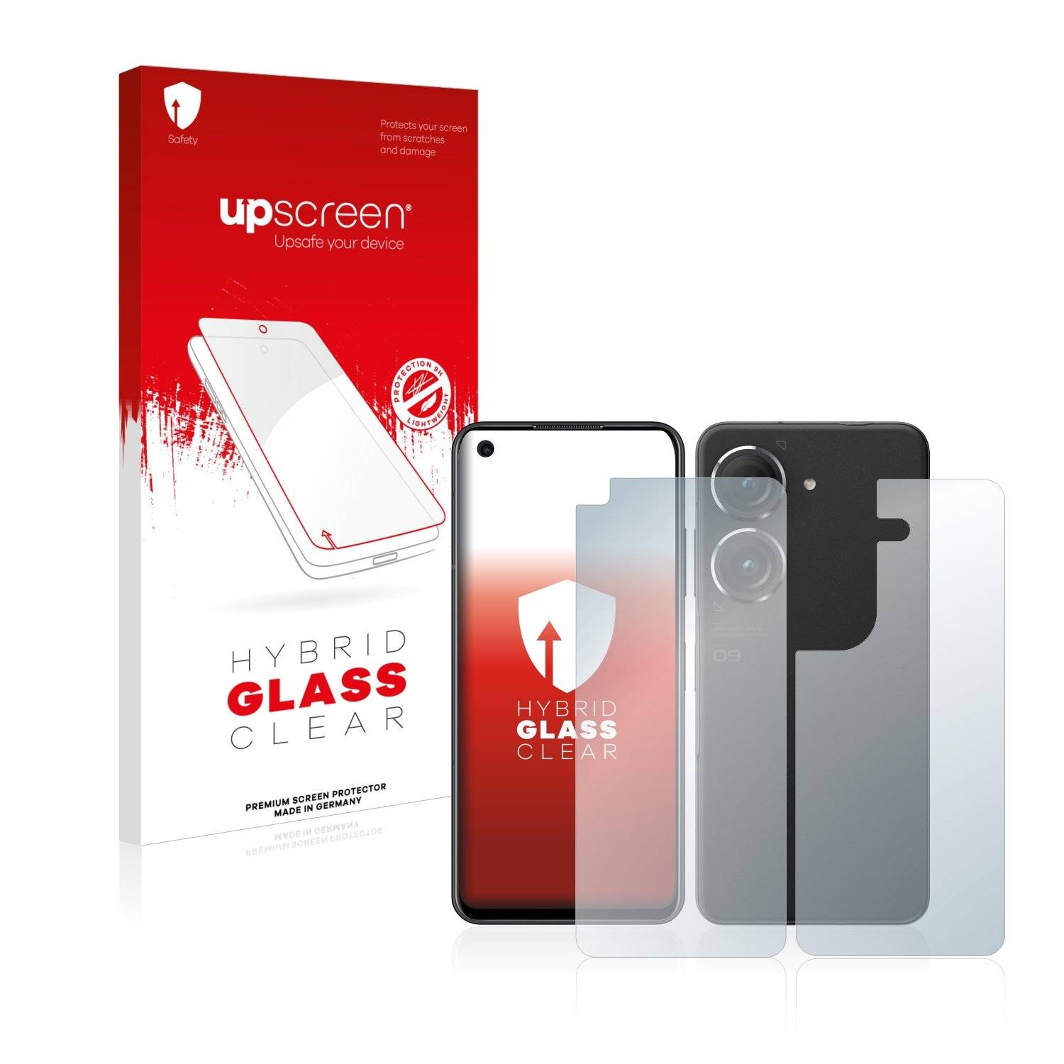 upscreen Flexible Panzerglasfolie für ASUS ZenFone 9 (Display+Rückseite) Schutzglas 9H Hybridglas Klar