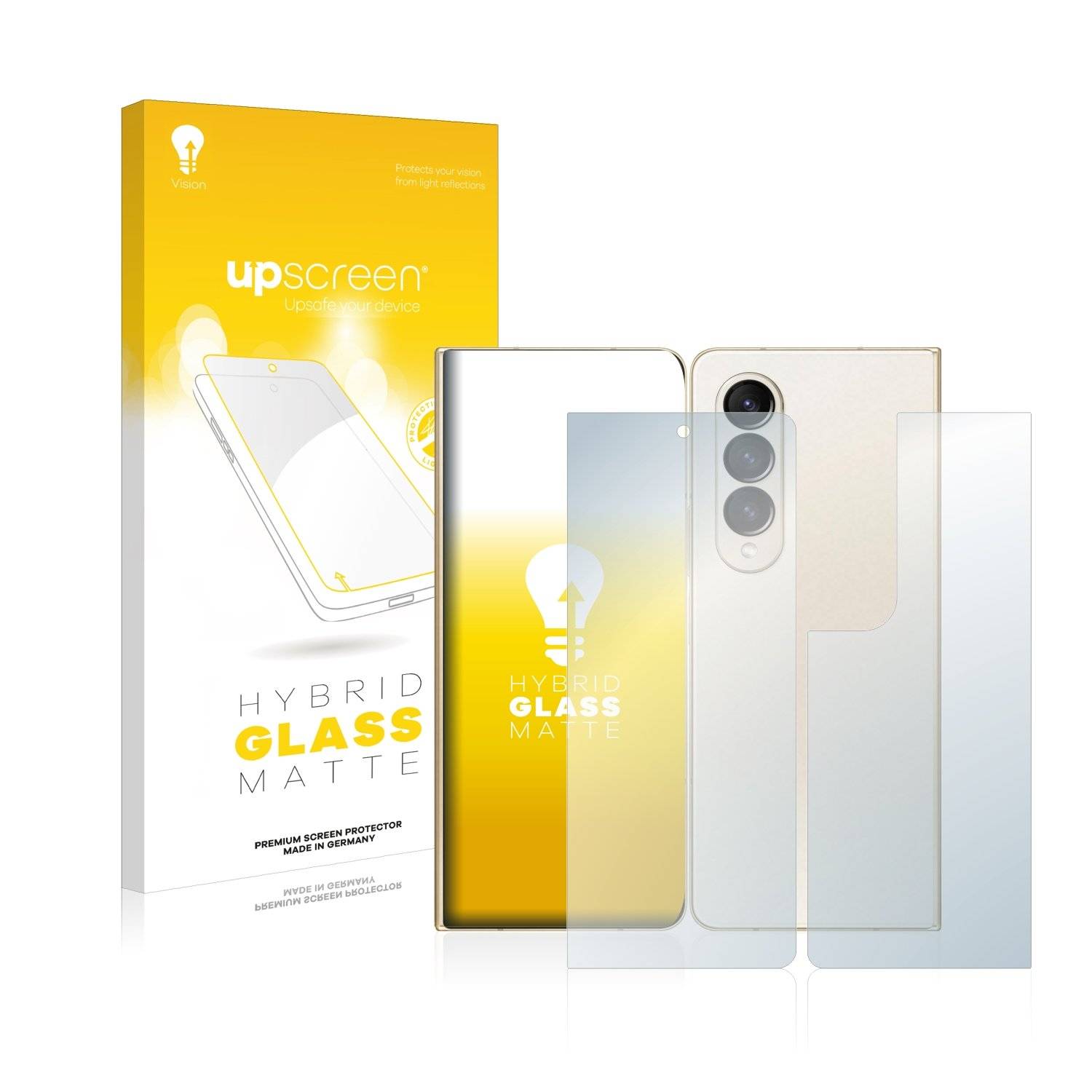 upscreen Flexible Schutz Glas Folie für Samsung Galaxy Z Fold 4 (Display+Rückseite) Schutzglas 9H Hybridglas Matt