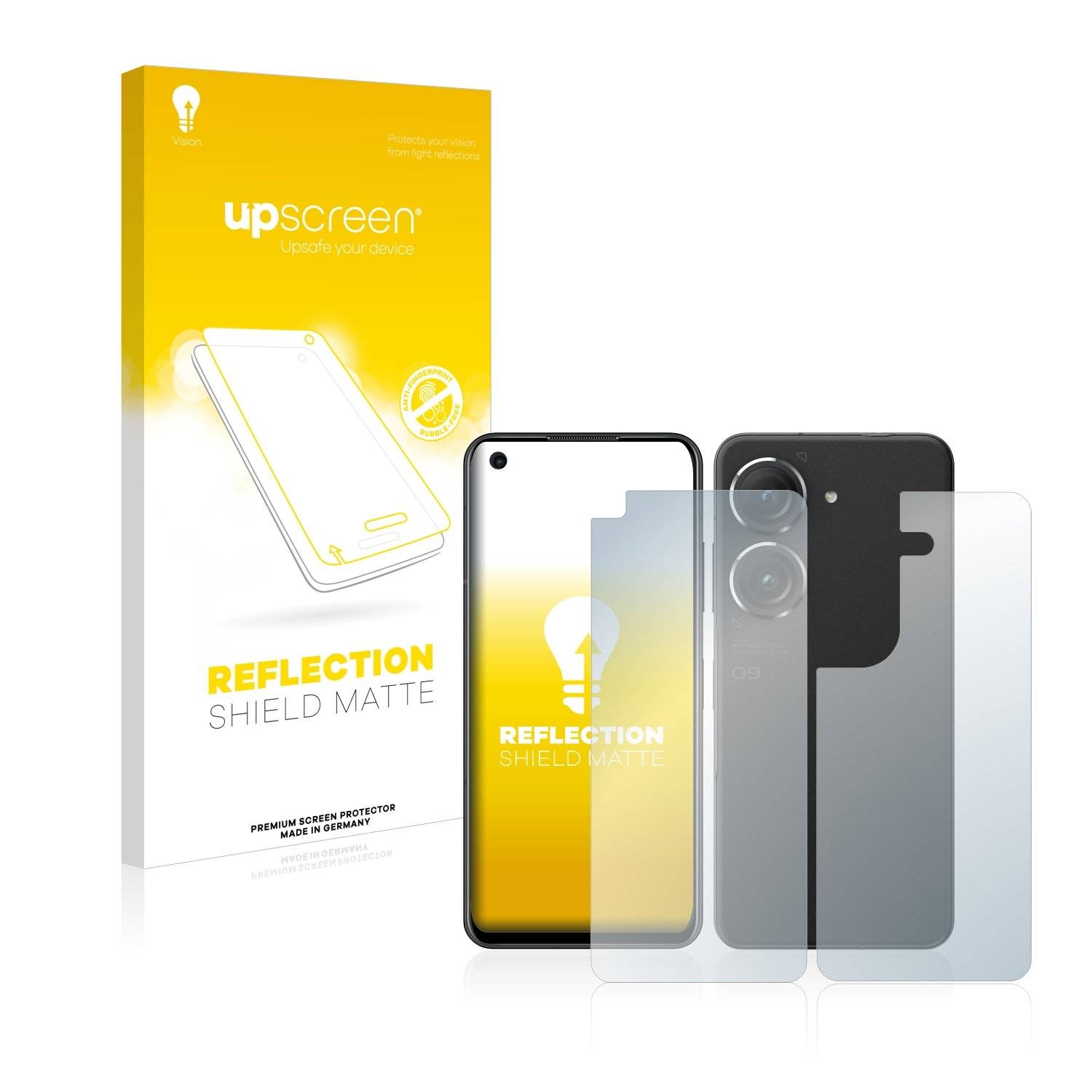 upscreen Schutzfolie für ASUS ZenFone 9 (Display+Rückseite) Folie Matt Entspiegelt Anti-Reflex
