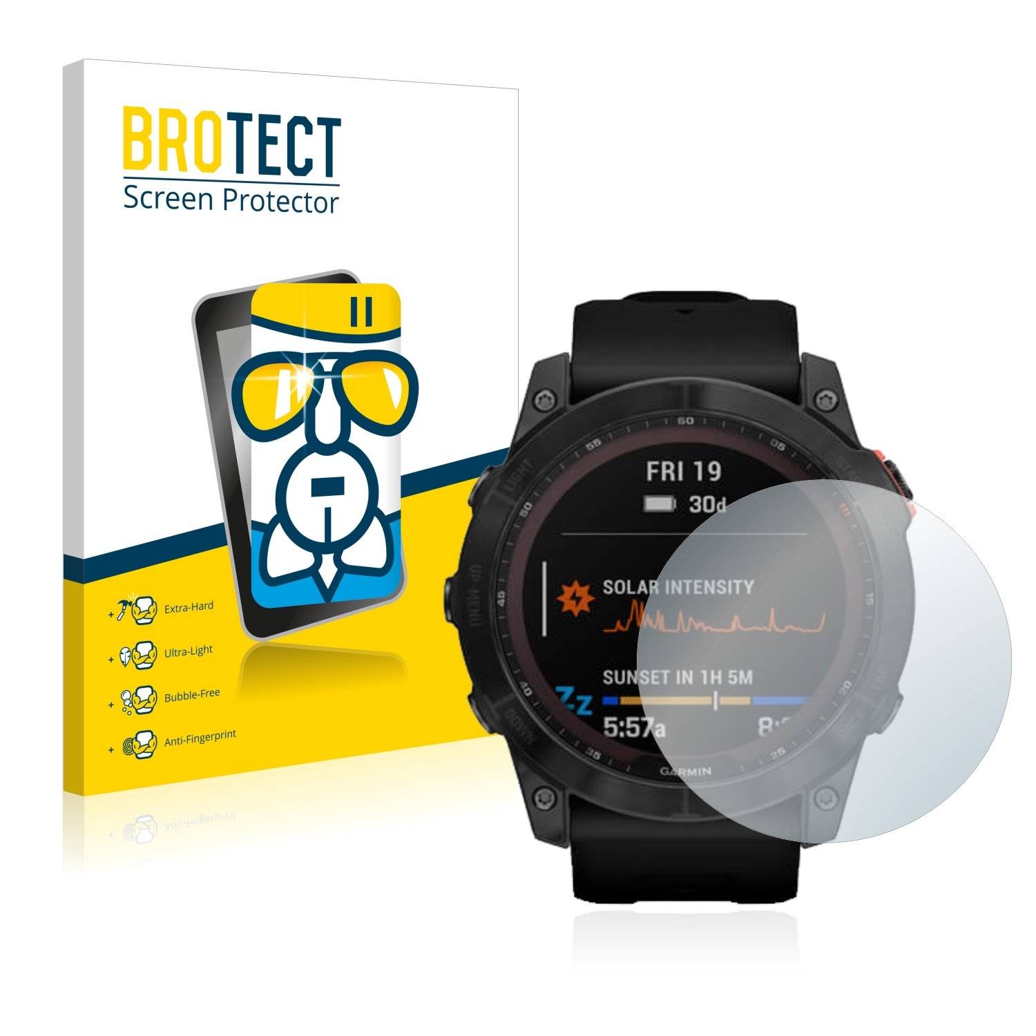 BROTECT AirGlass Glas Schutz-Folie für Garmin Fenix 7X (51 mm) - Schutzglas