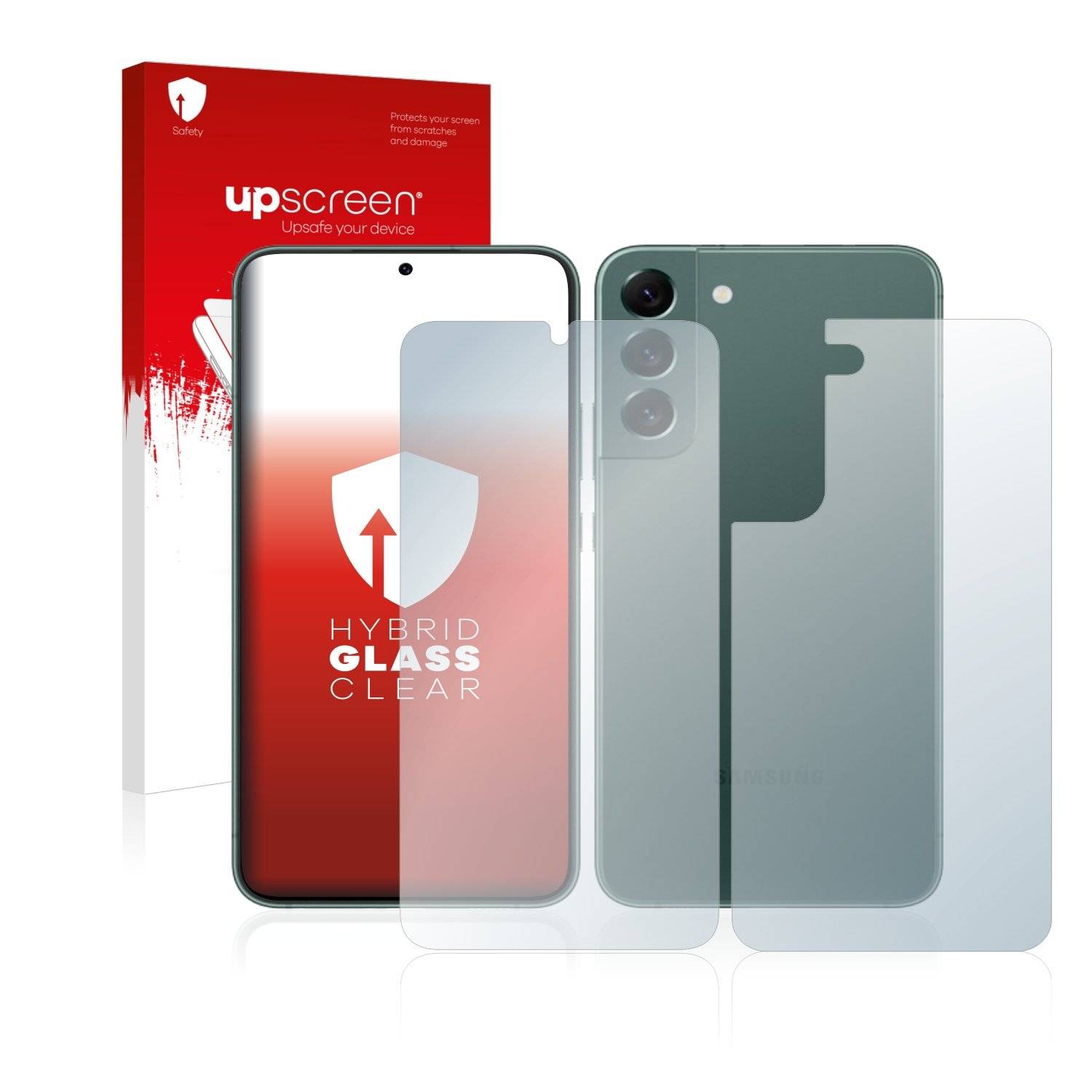 upscreen Flexible Schutz Glas Folie für Samsung Galaxy S22 Plus 5G (Display+Rückseite) Schutzglas 9H Hybridglas Klar