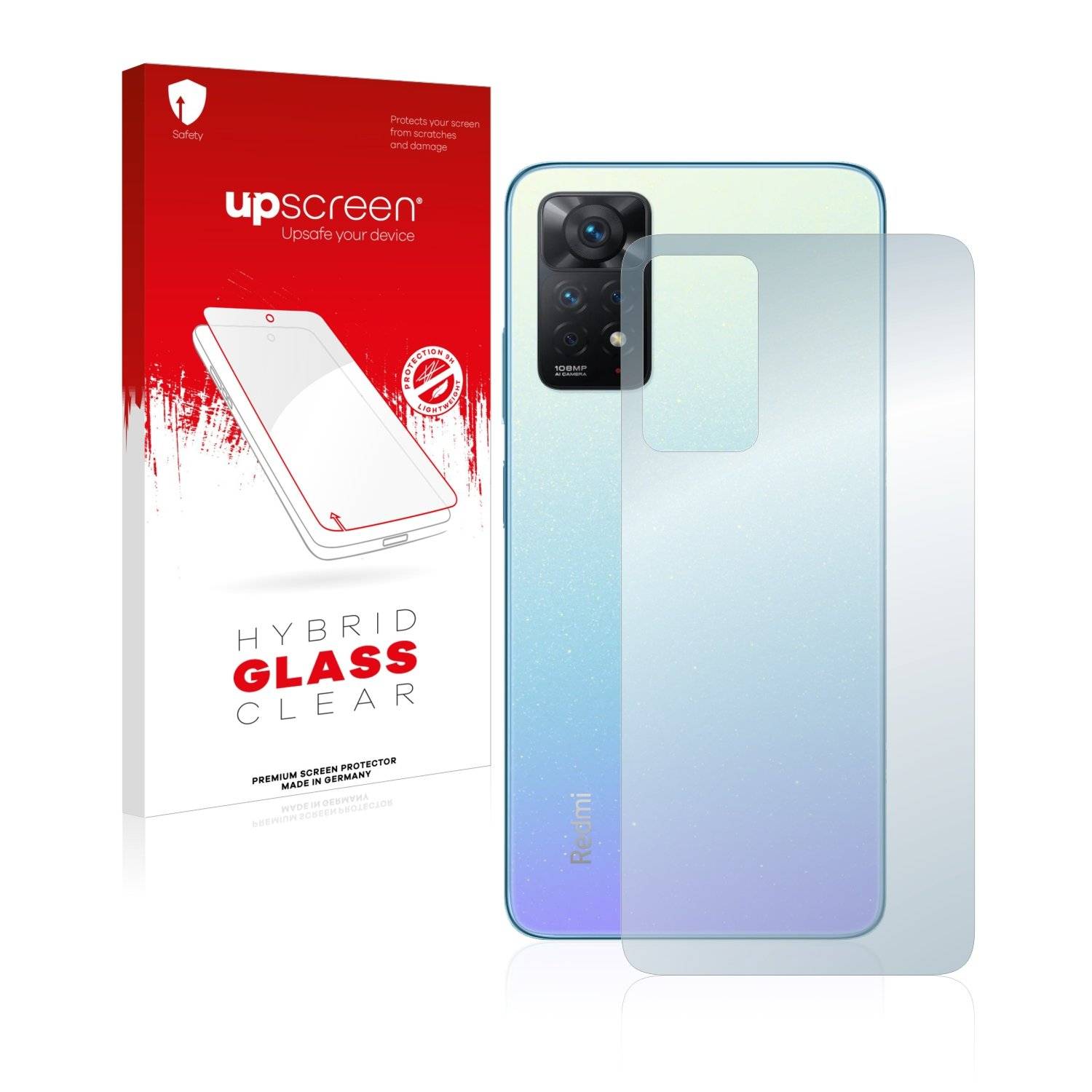 upscreen Flexible Panzerglasfolie für Xiaomi Redmi Note 11 Pro (Rückseite) Schutzglas 9H Hybridglas Klar