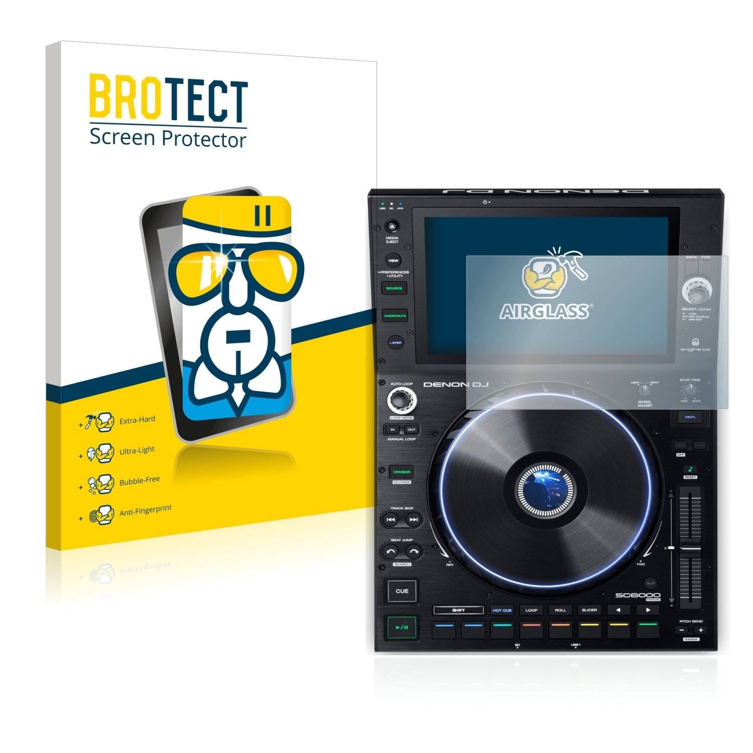 BROTECT AirGlass Flexible Schutz Glas Folie für Denon DJ SC6000 Prime Klar Transparent