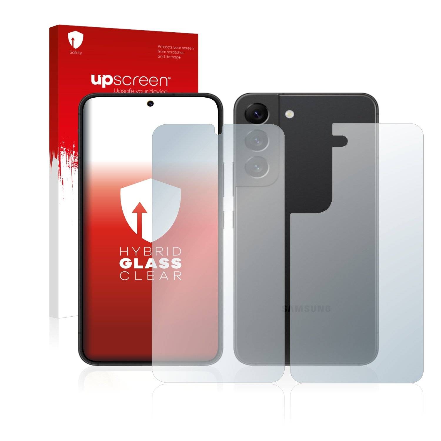 upscreen Flexible Schutz Glas Folie für Samsung Galaxy S22 5G (Display+Rückseite) Schutzglas 9H Hybridglas Klar