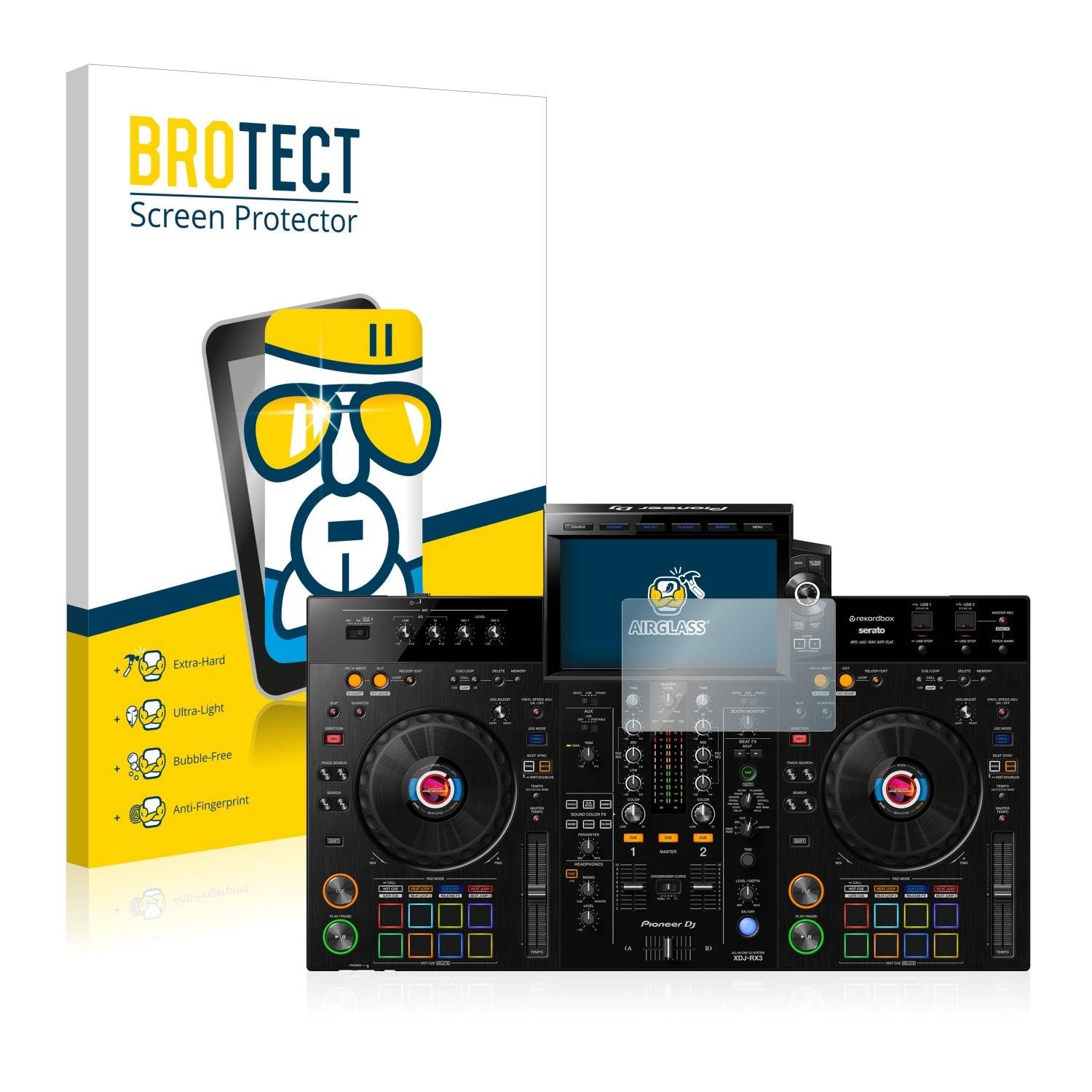 BROTECT AirGlass Flexible Schutz Glas Folie für Pioneer XDJ-RX3 Klar Transparent
