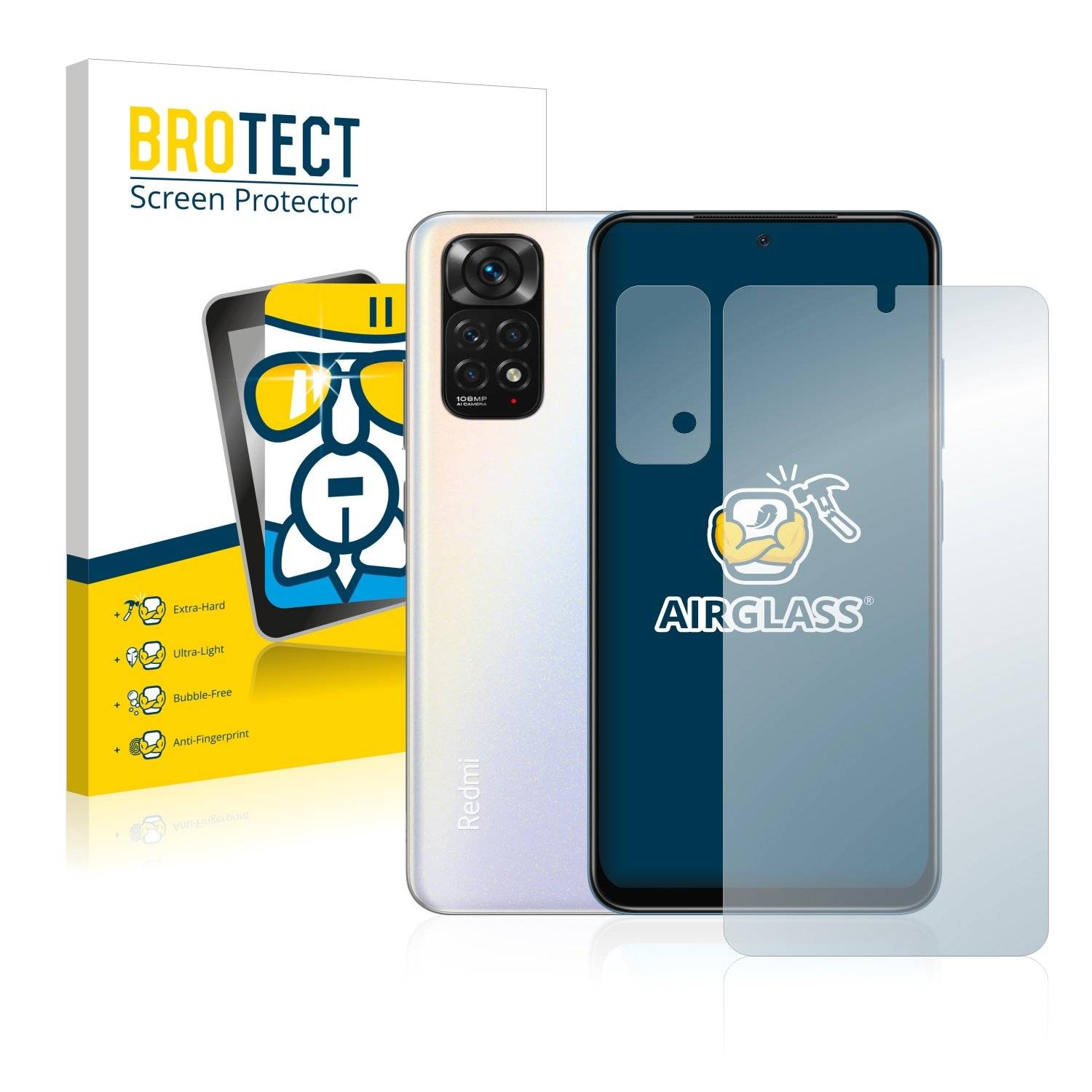 BROTECT AirGlass Glas Panzer-Folie für Xiaomi Redmi Note 11S (Display+Kamera) - Schutzglas