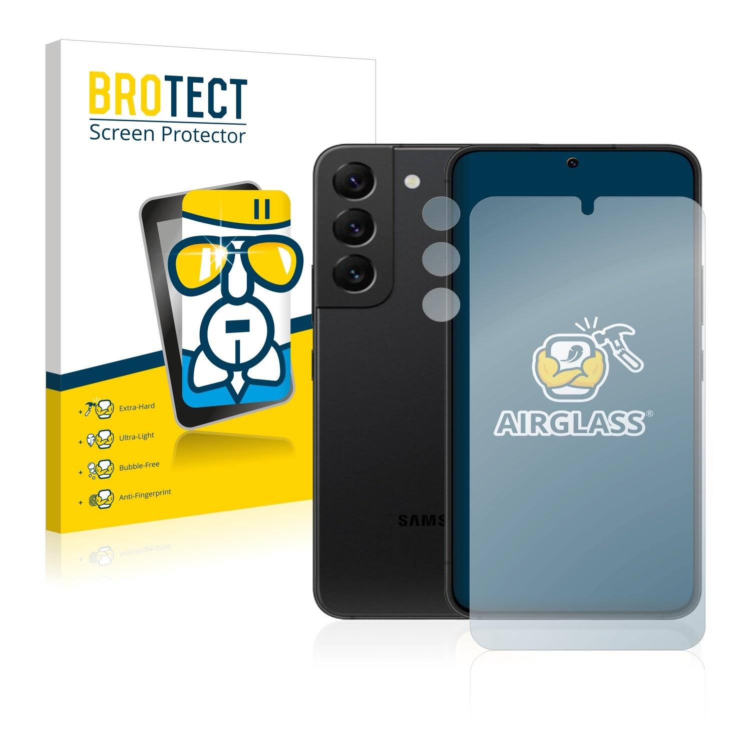 BROTECT AirGlass Glas Schutz-Folie für Samsung Galaxy S22 5G (Display+Kamera) - Schutzglas