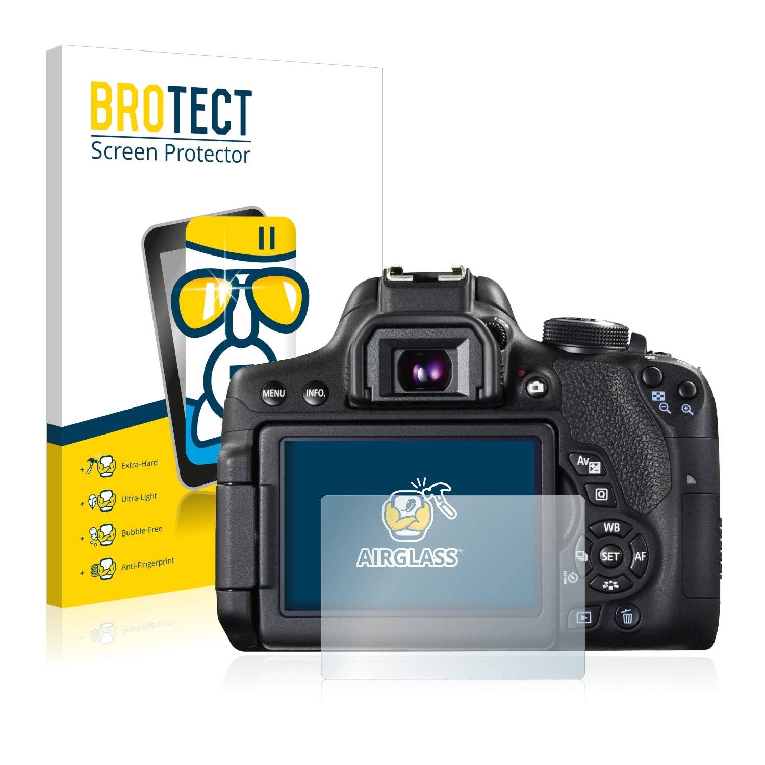 BROTECT AirGlass Flexible Schutz Glas Folie für Canon EOS 750D Klar Transparent
