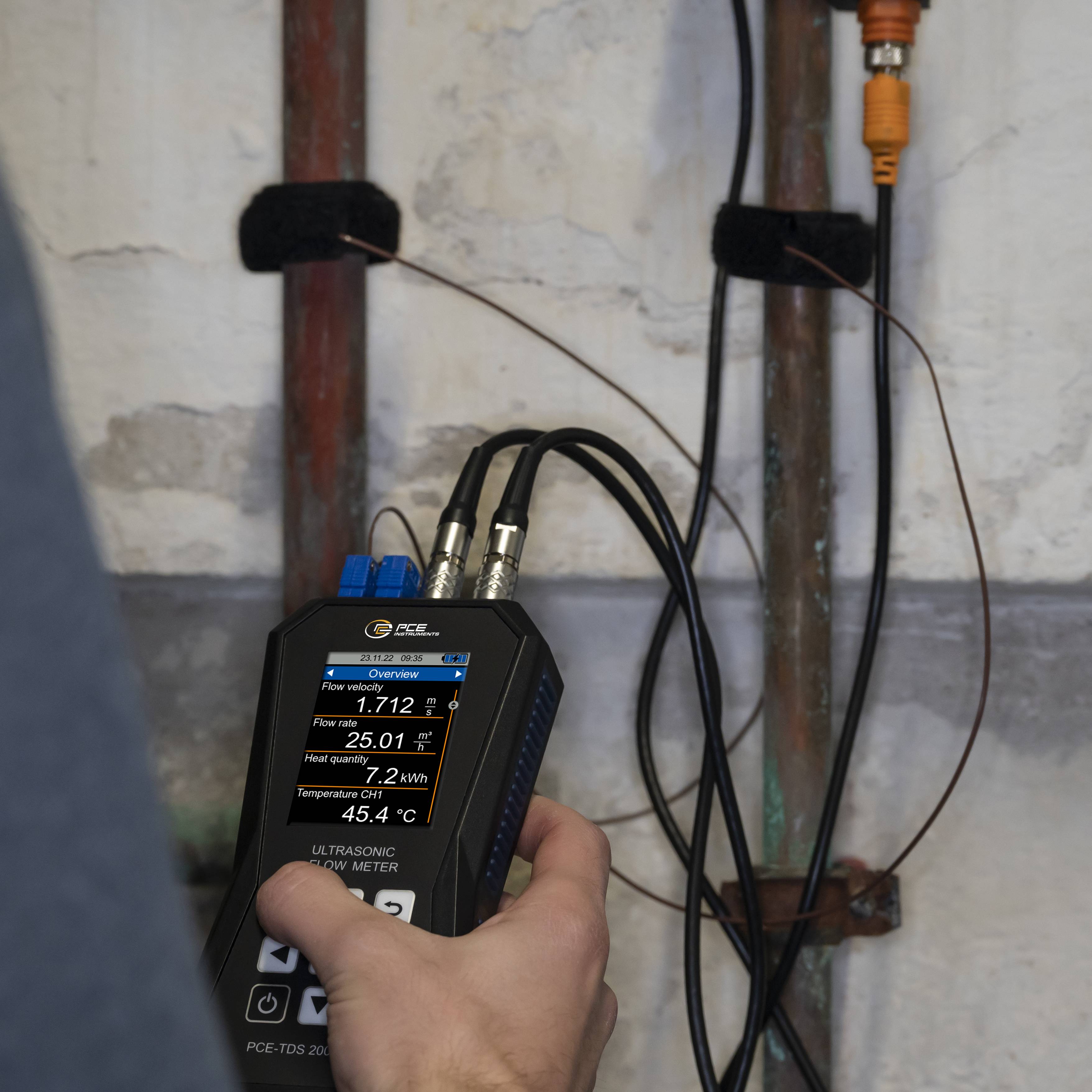 PCE Instruments Ultraschall-Durchflussmessgerät PCE-TDS 200+ ML |Sensor-Set|inkl. Wärmemengenmessung |32GB Datenlogger