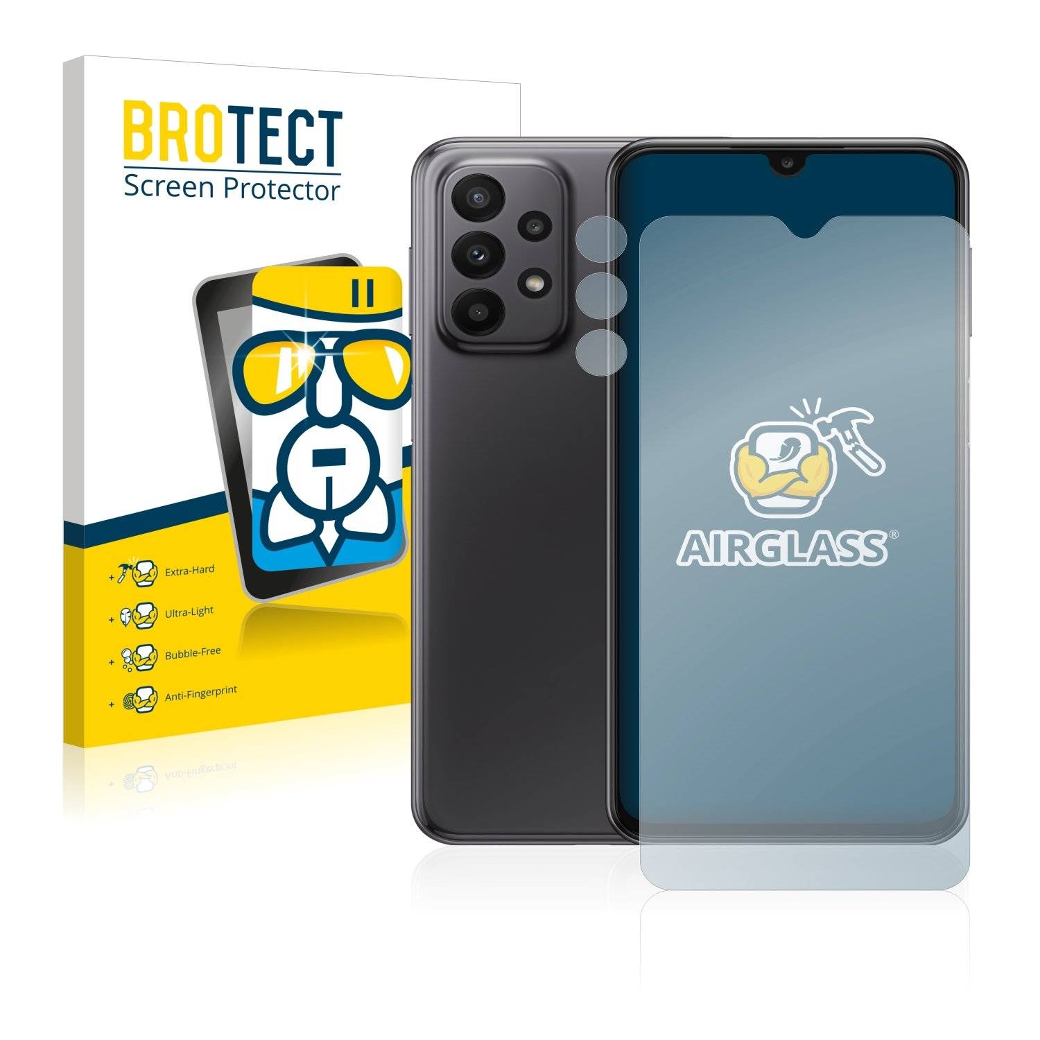 BROTECT AirGlass Flexible Schutz Glas Folie für Samsung Galaxy A23 (Display+Kamera) Klar Transparent